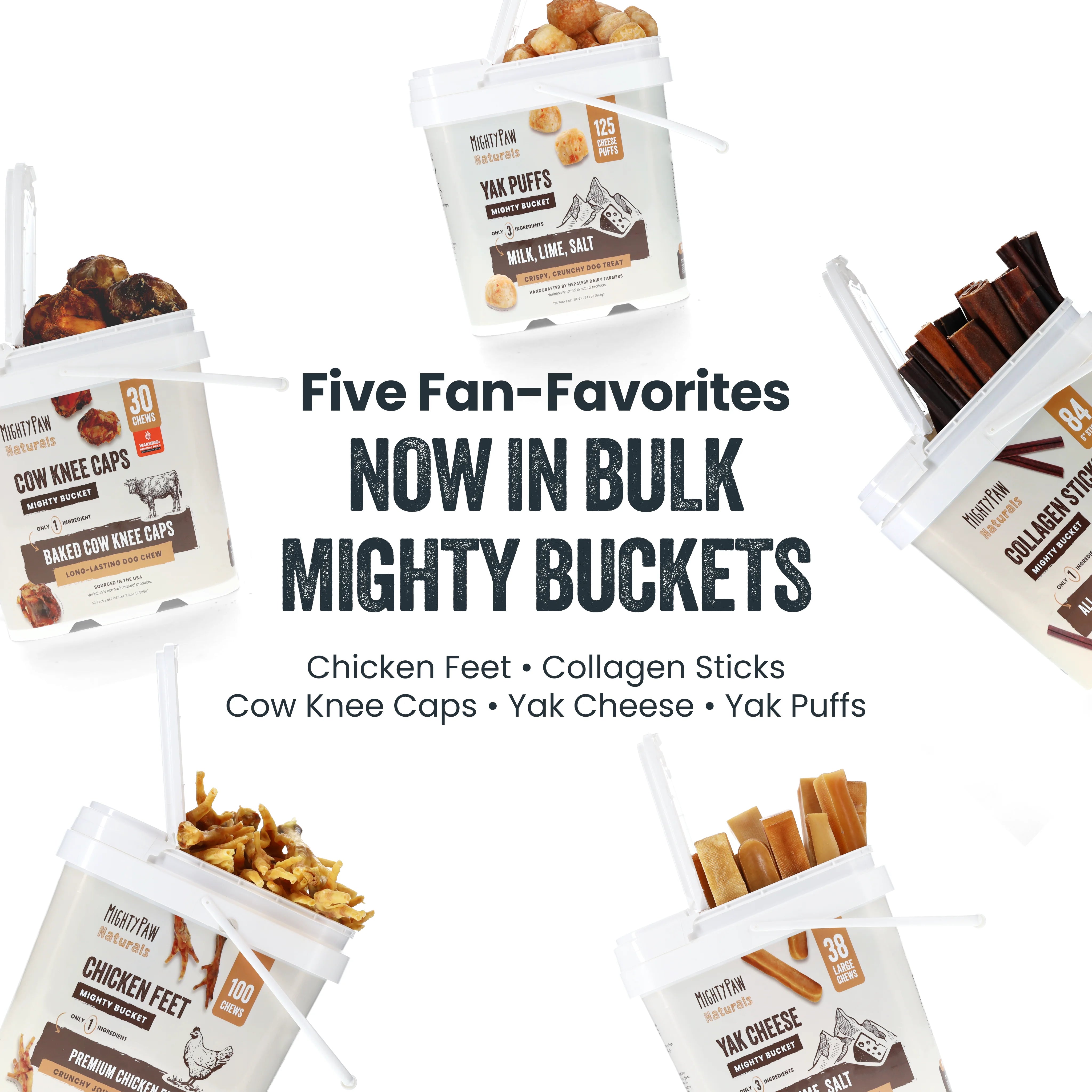 Bulk Bucket Large Yak Cheese Dog Chews