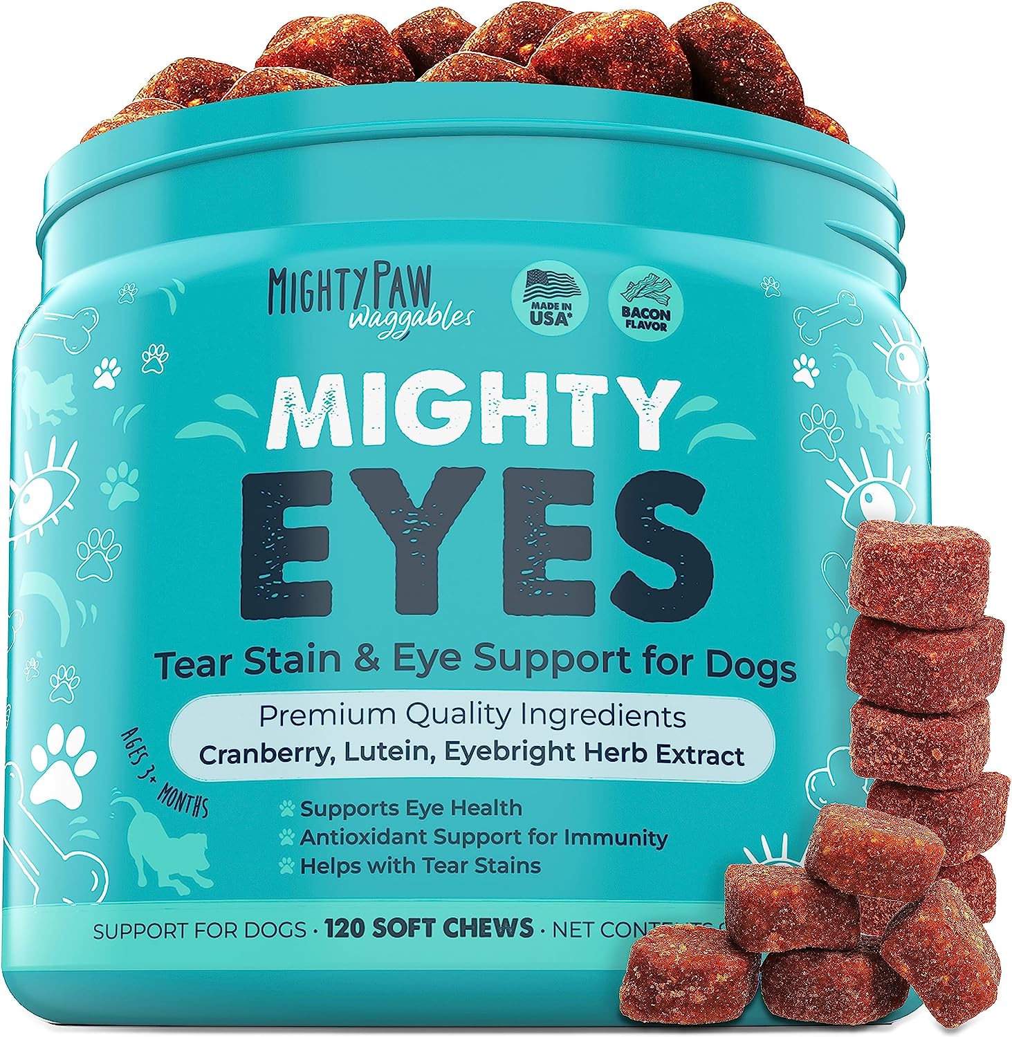 Mighty Eyes Chews for Dogs | Tear Stain and Eye Support