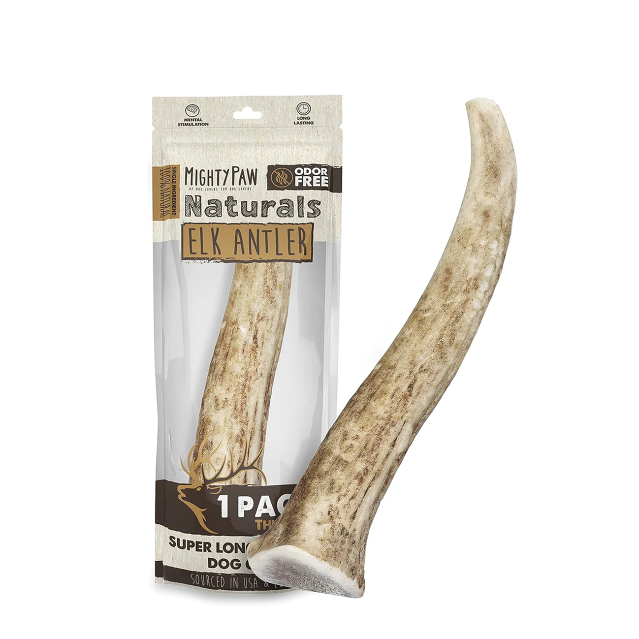 Mighty Paw Naturals Elk Antlers | Long-Lasting Dog Chews for Power