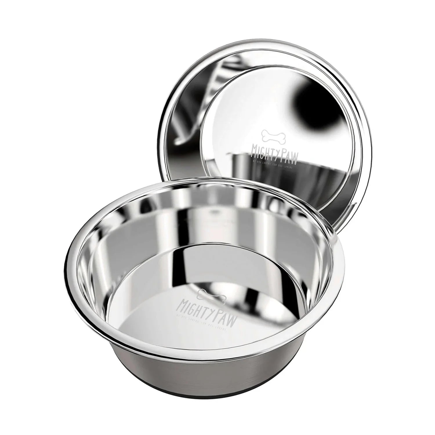 Mighty Paw Stainless Steel Dog Bowls (2 Pack): Large