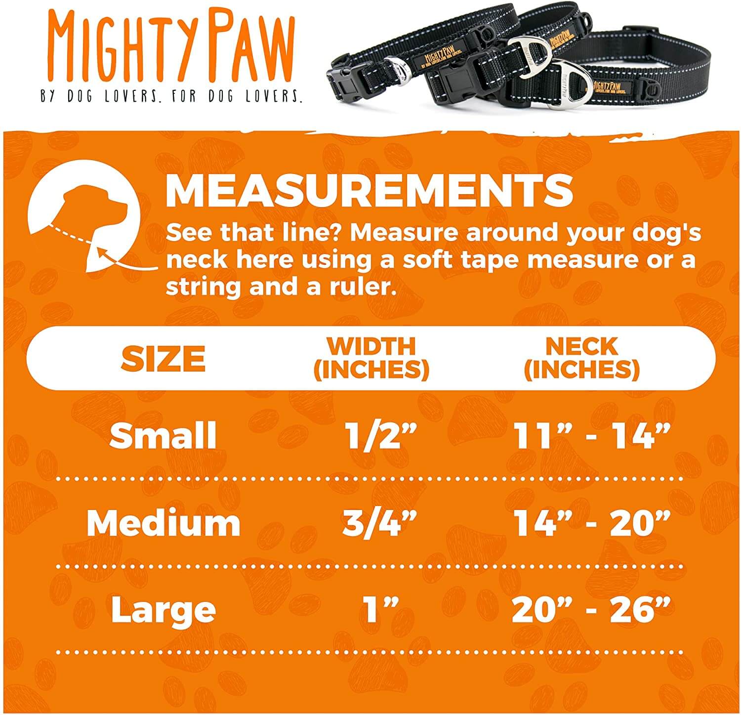 Mighty Paw Reflective Nylon Dog Collar for Safety