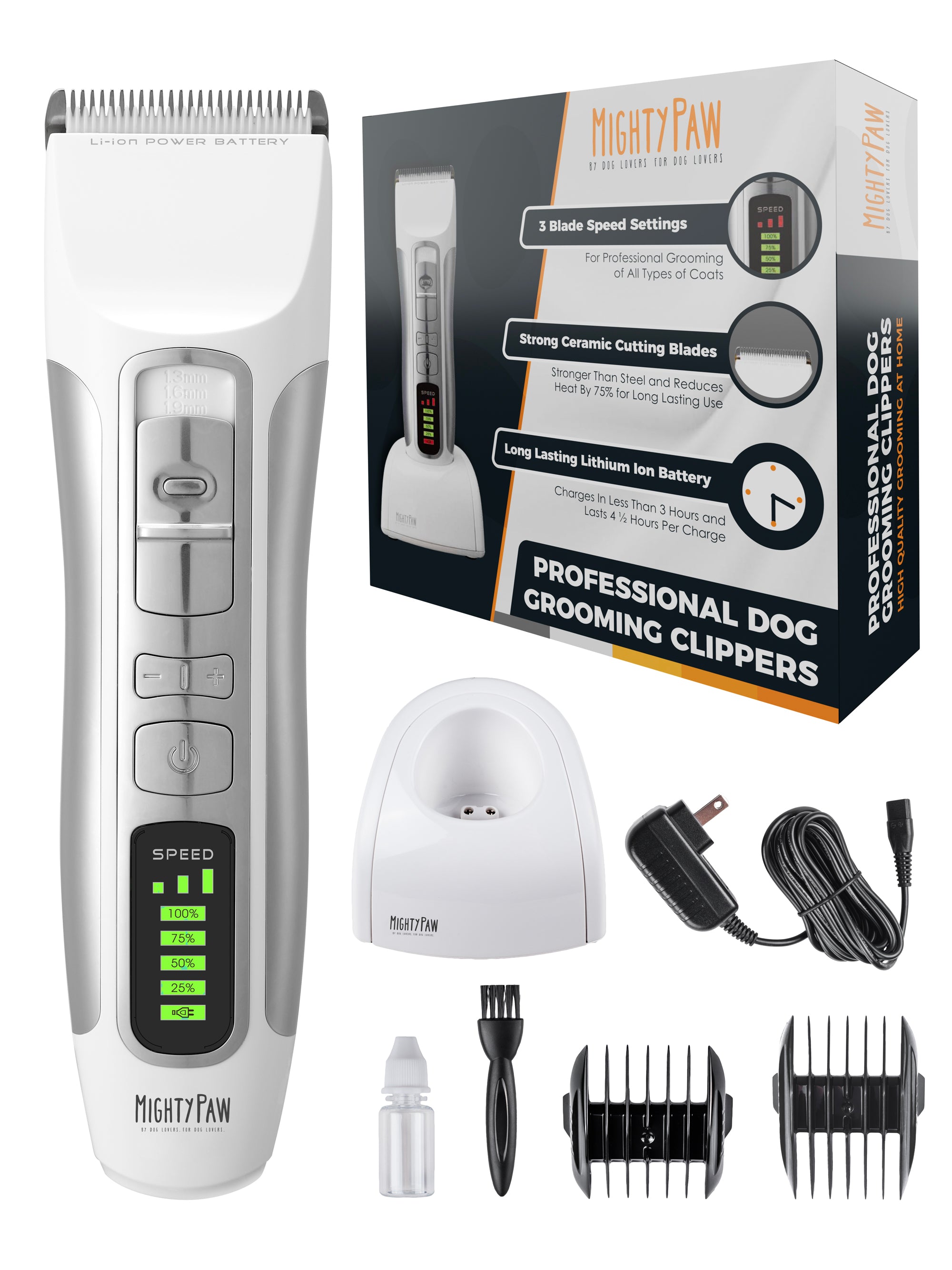 Mighty Paw Professional Cordless Dog Grooming Clippers