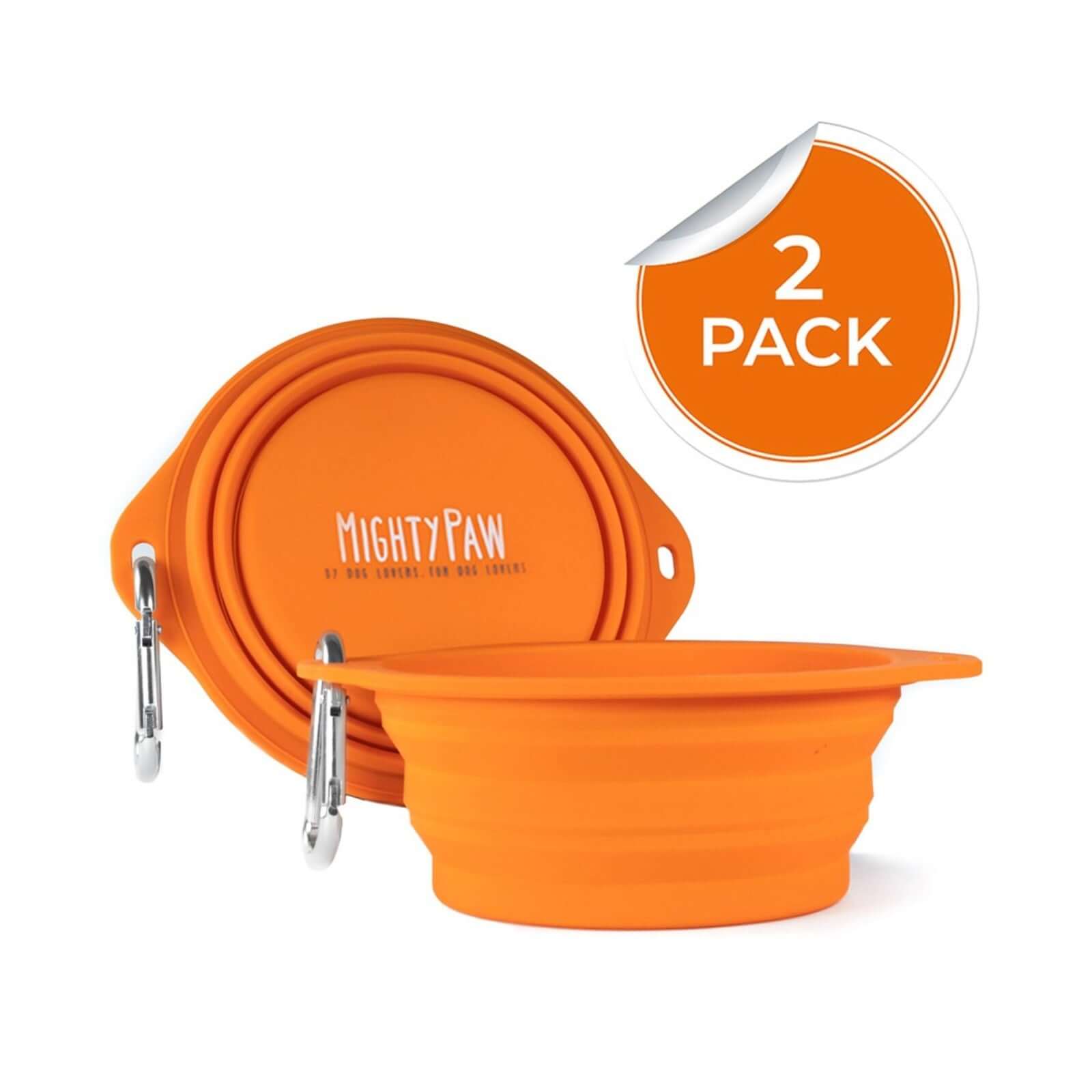 3 Pack Collapsible Dog Travel Bowls | 22oz Foldable Pet Food & Water Bowls With Carabiner Clip