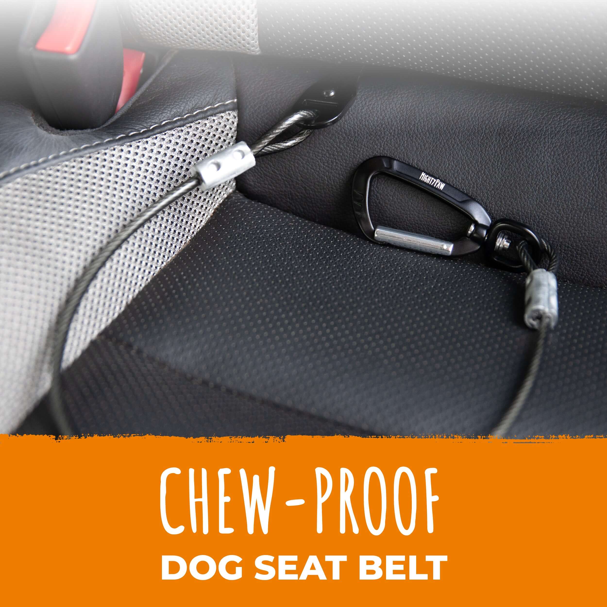 Chew-Proof Dog Car Safety Belt - Holds Up to 850 lbs, Braided Stainless Steel