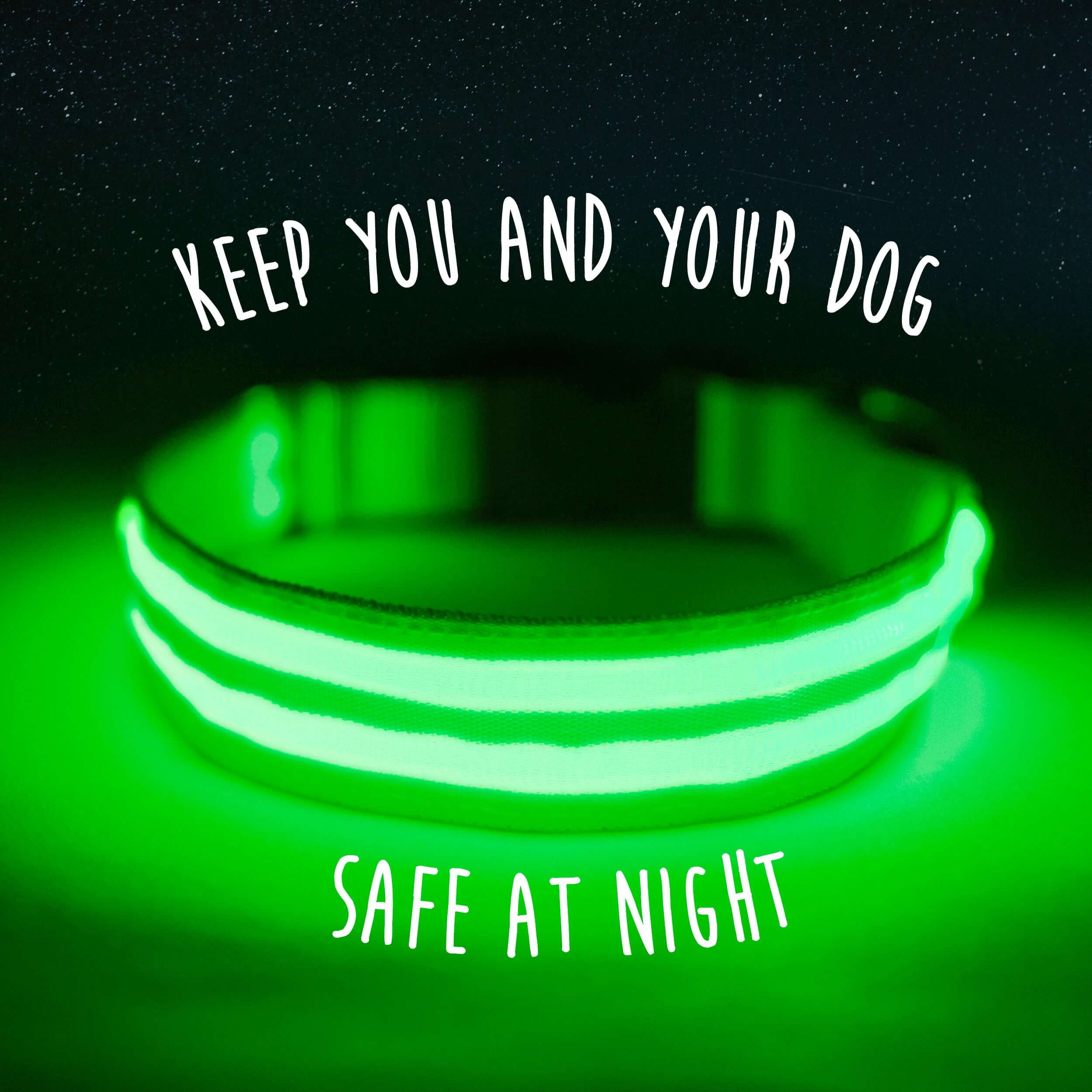 Mighty Paw LED Dog Collar - Two Light Strips, Rechargeable & Weather-Resistant