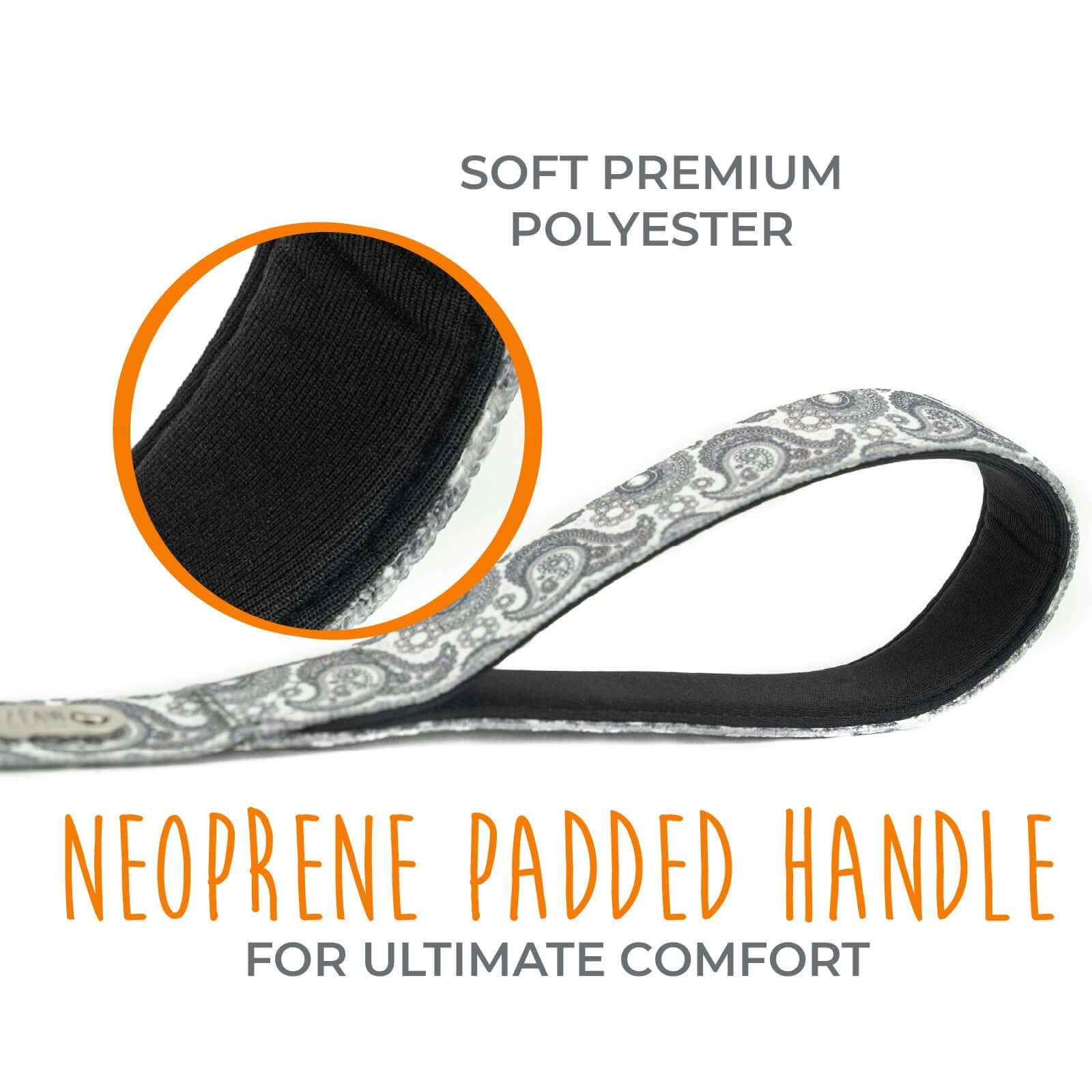 6-Foot Grey Paisley Designer Leash