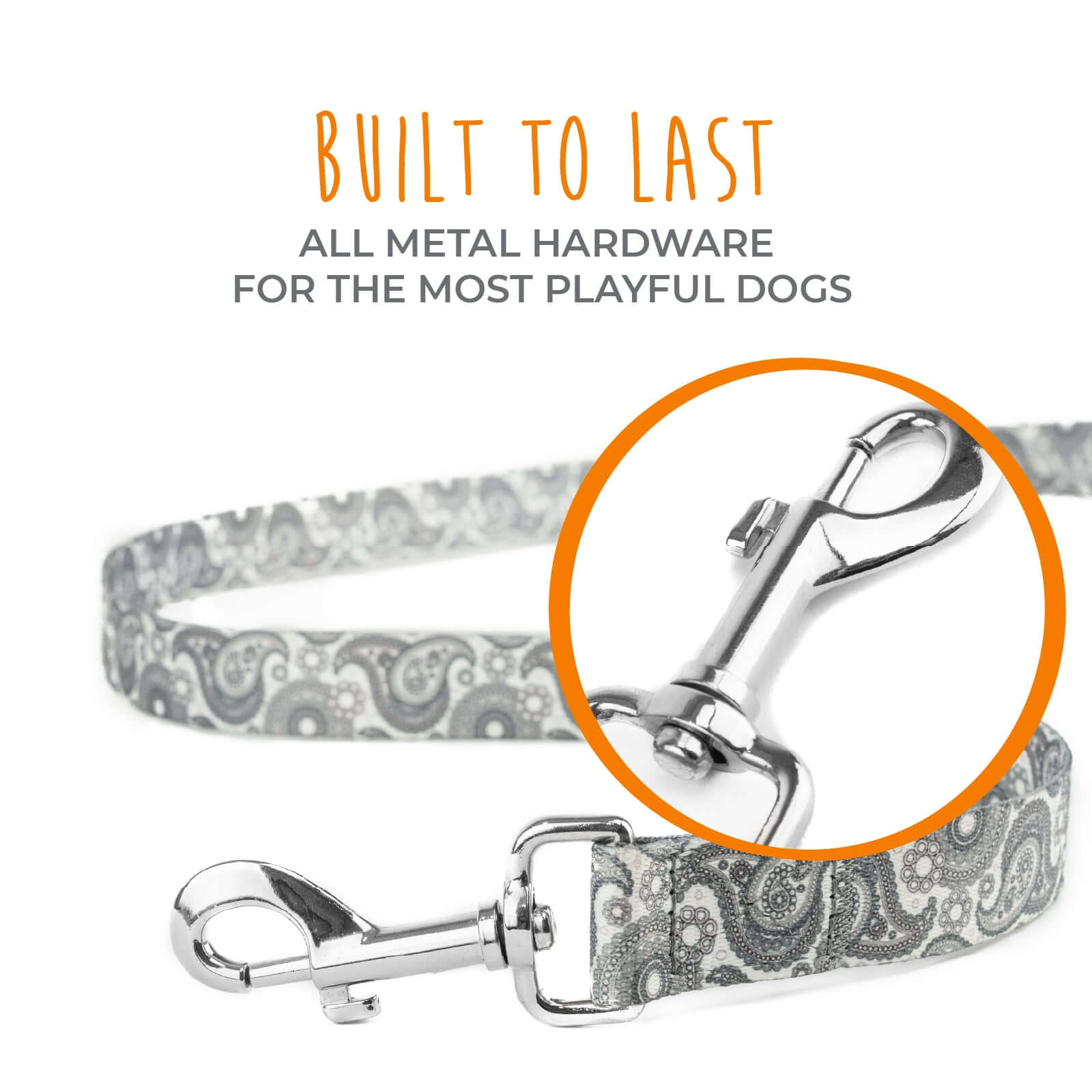 6-Foot Grey Paisley Designer Leash