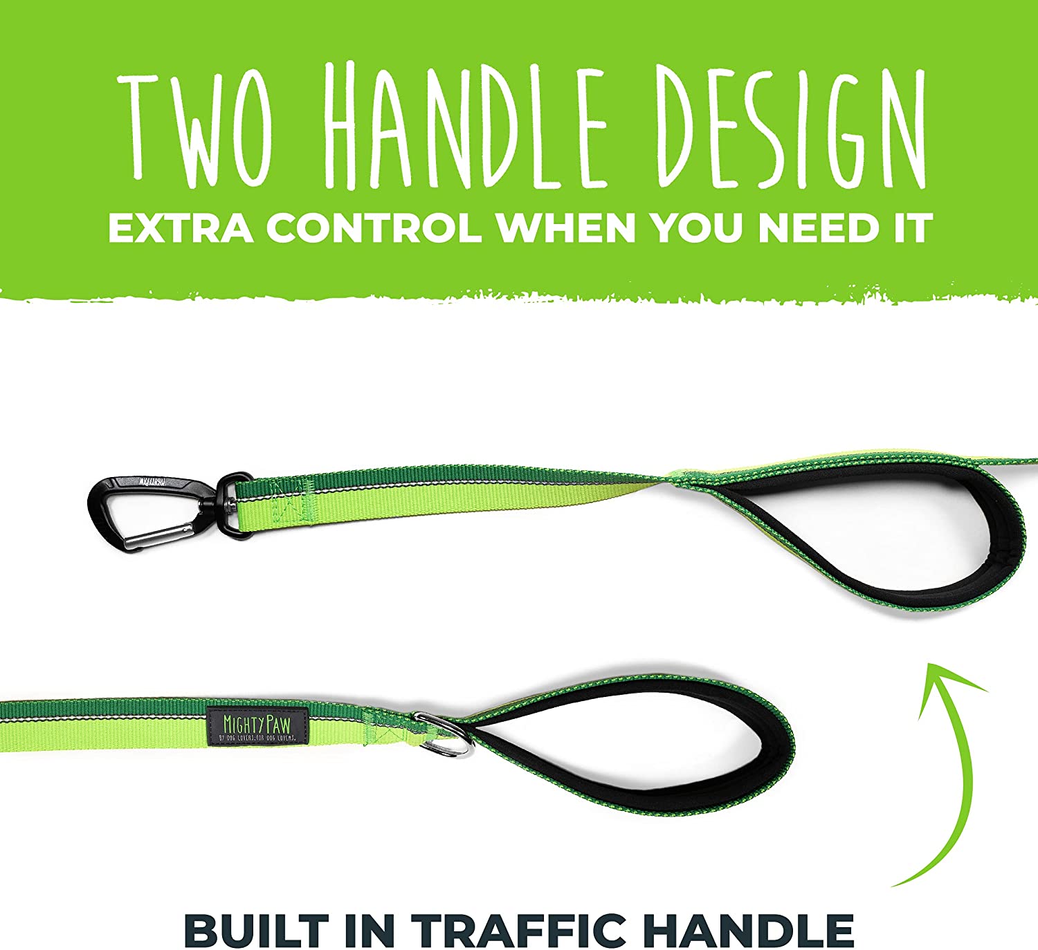 HandleX2 Dual Handle 6' Dog Leash (2.0) with Neoprene Padding & Carabiner Clip