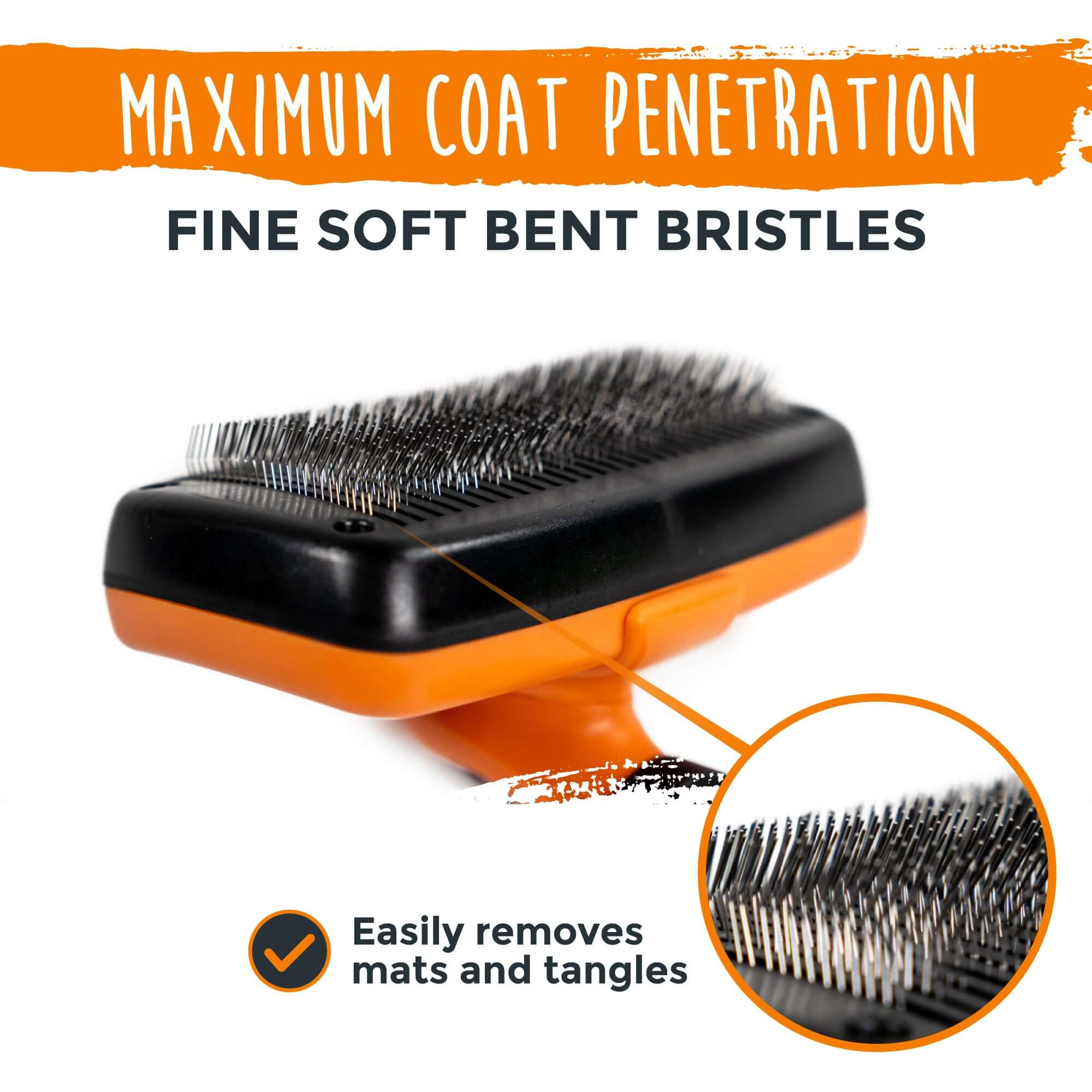 Dog Grooming Brush - Mighty Paw Retractable Slicker Brush with Stainless Steel Bristles