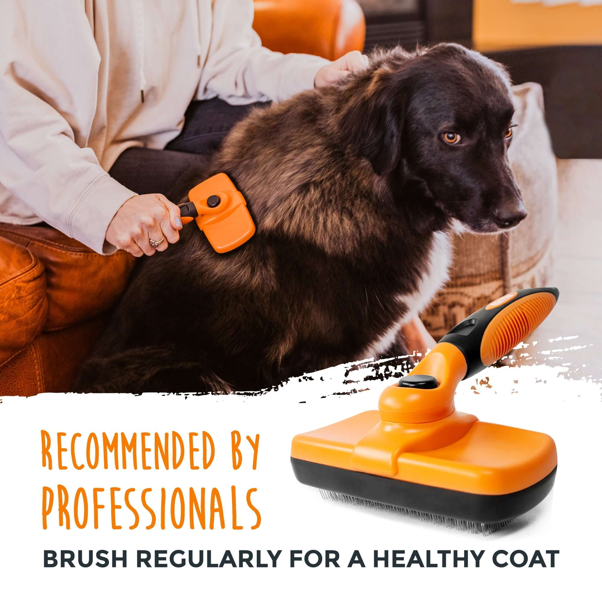Dog Grooming Brush - Mighty Paw Retractable Slicker Brush with Stainless Steel Bristles