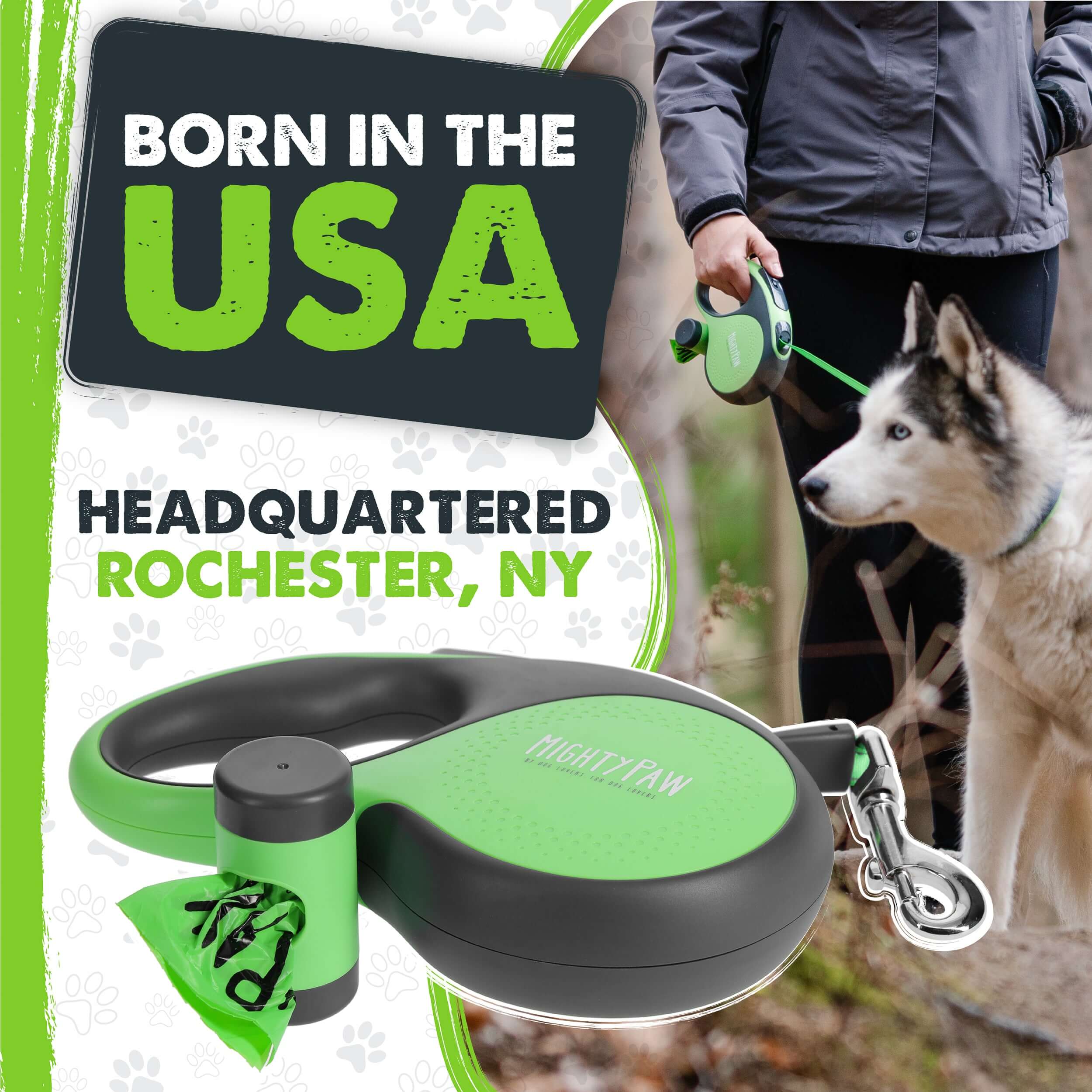 Mighty Paw Retractable Dog Leash 3.0 with Poop Bag Holder