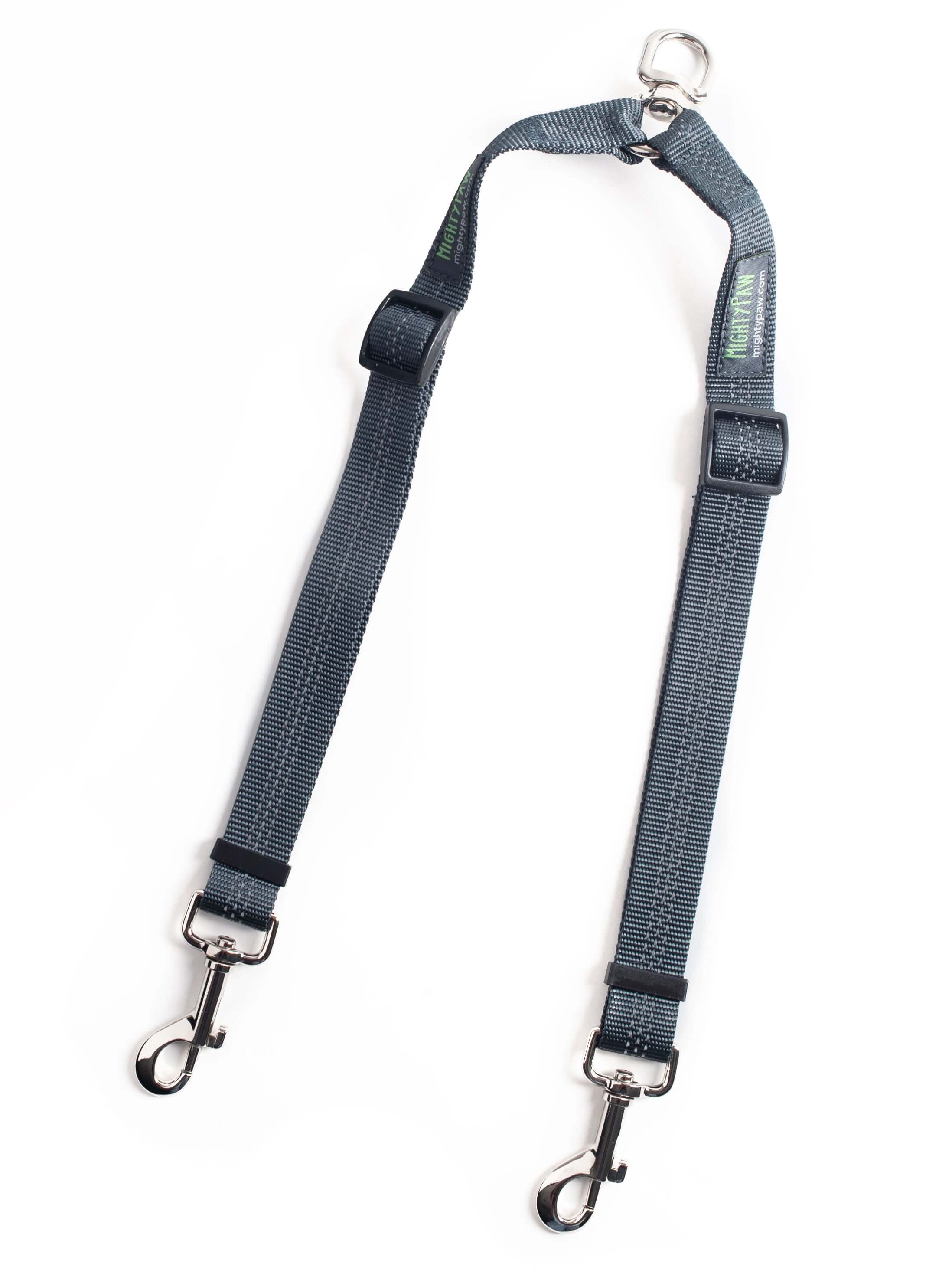 Mighty Paw Adjustable Length Double Dog Leash in Gray