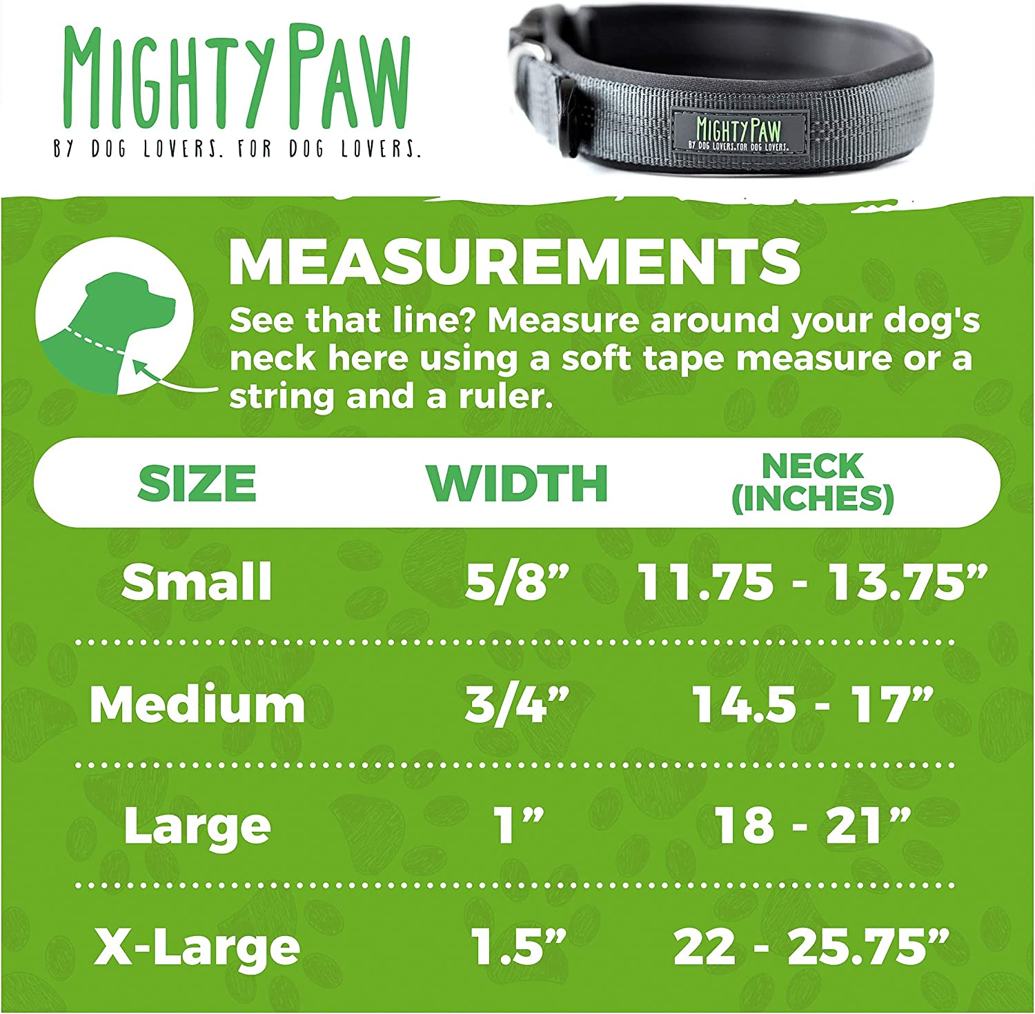 Mighty Paw Neoprene Padded Running Dog Collar, Sports Collar with Reflective Stitching, Extra Comfort for Active Dogs (Black, Medium)
