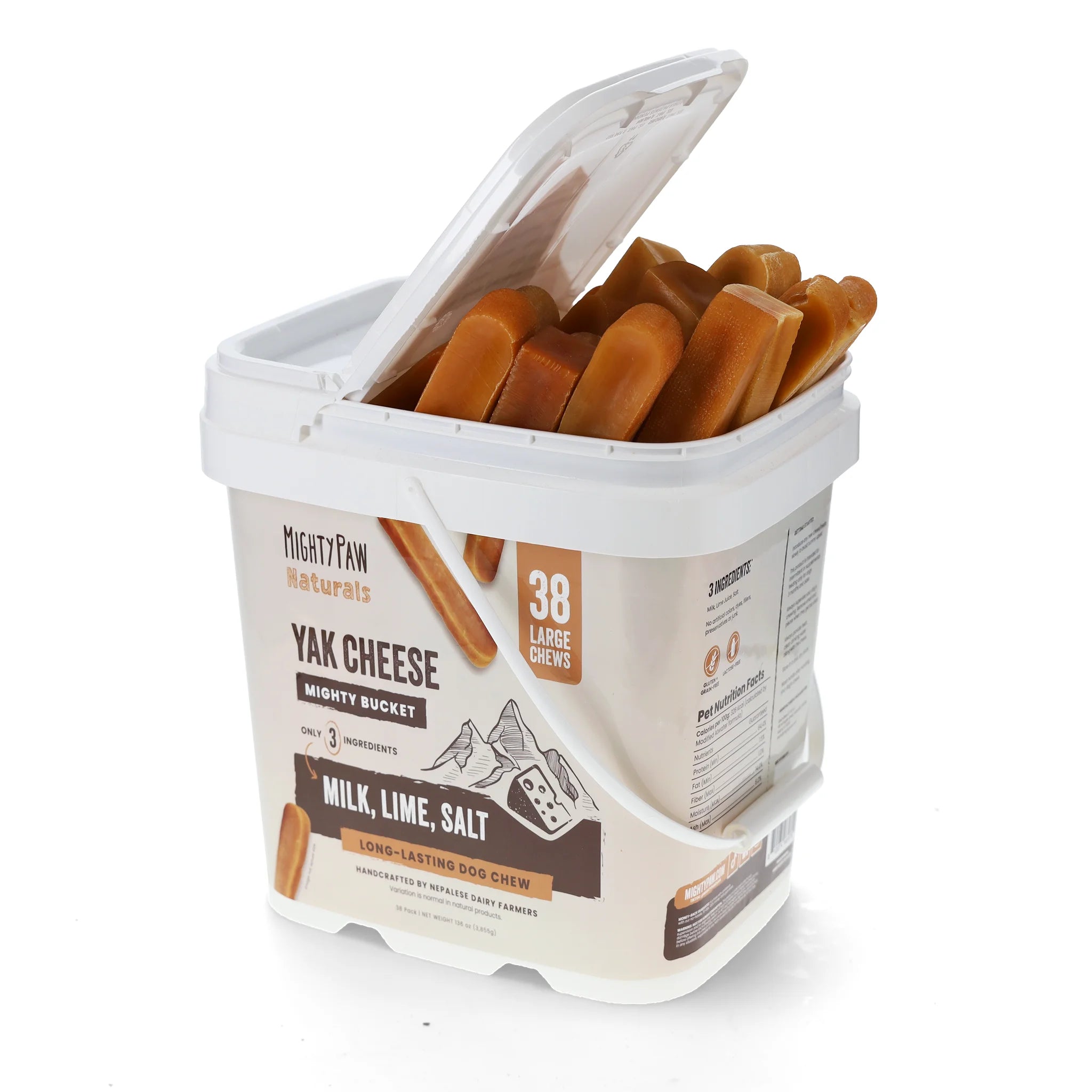 Bulk Bucket Large Yak Cheese Dog Chews