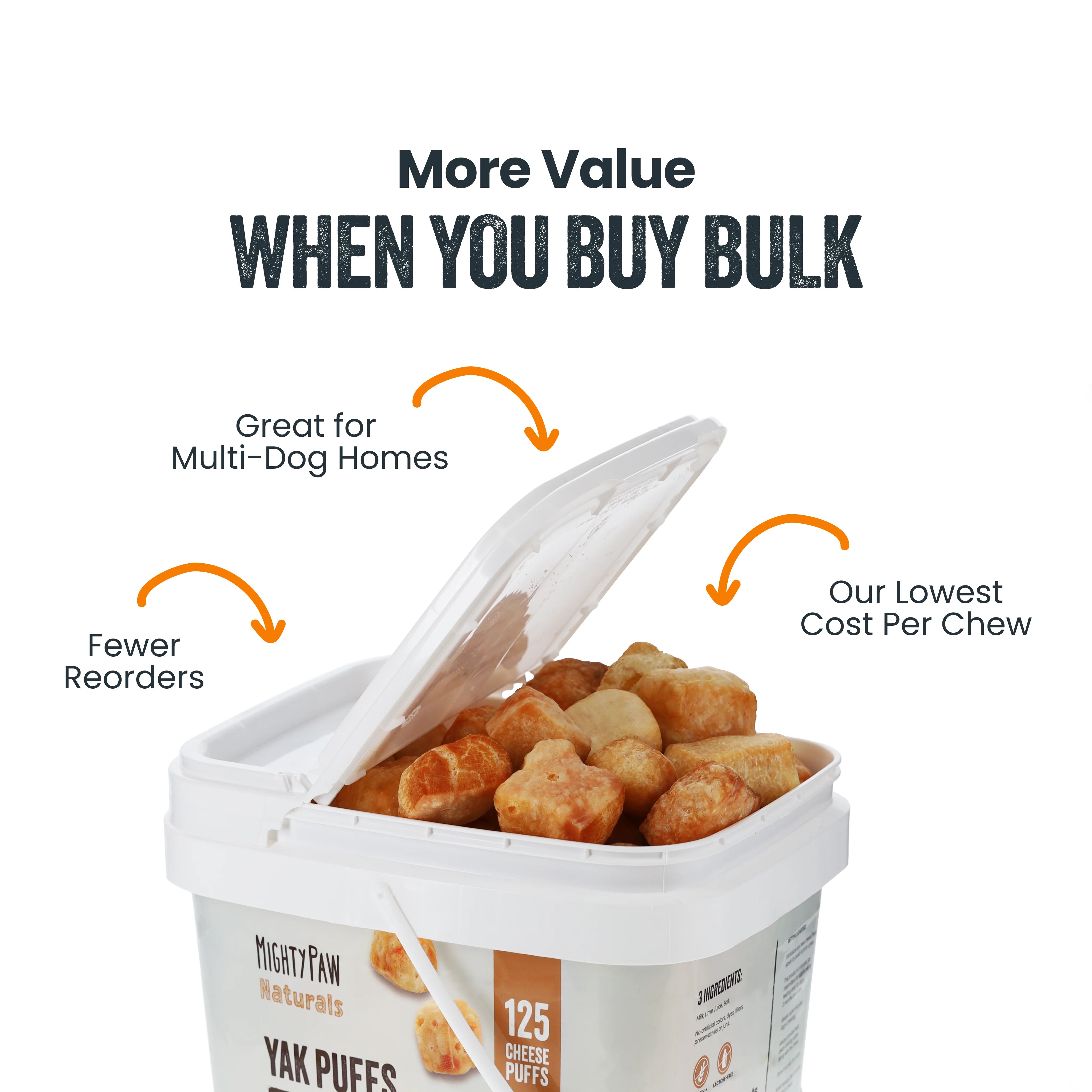 ドッグフード kiduki Bulk Bucket Yak Cheese Puffs