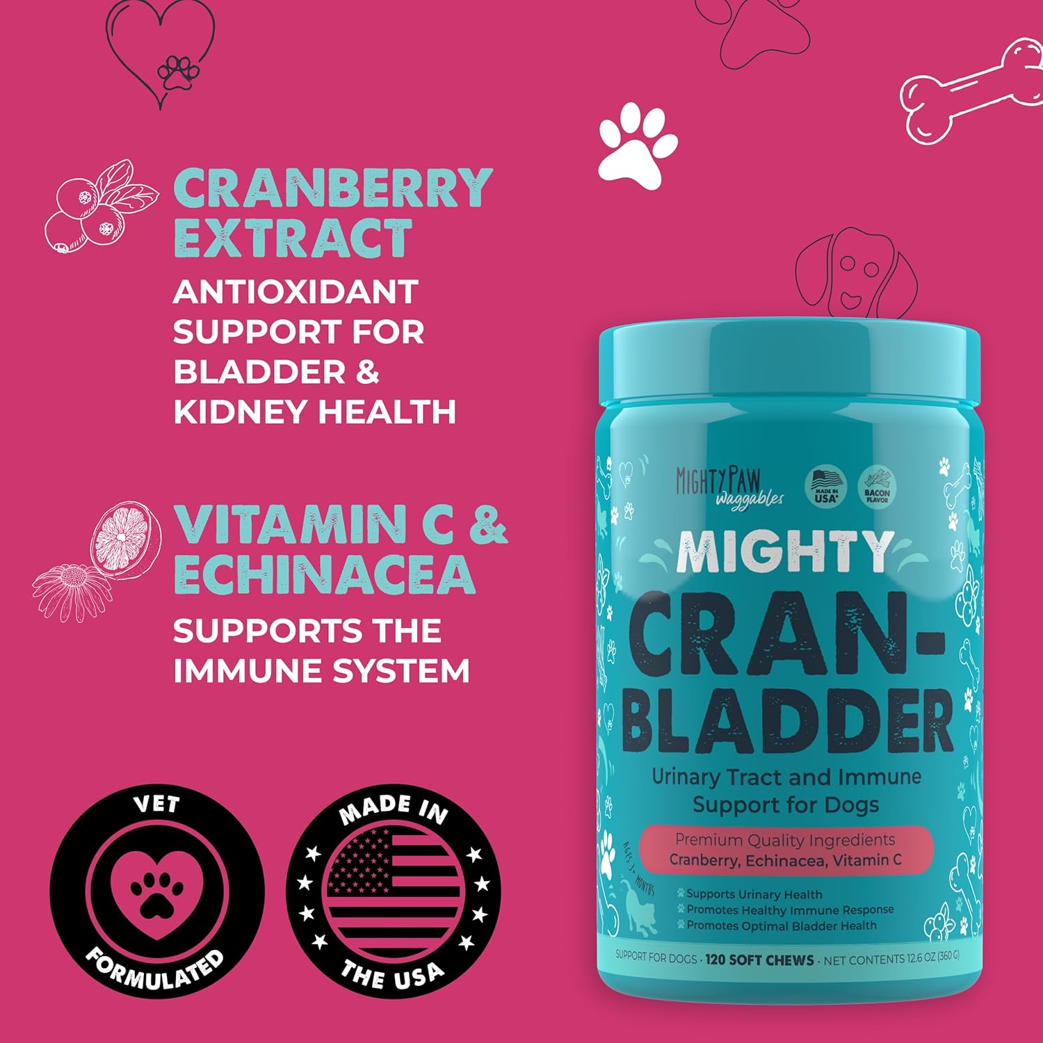 Mighty Cran-Bladder: Urinary Tract & Immune Support Supplement