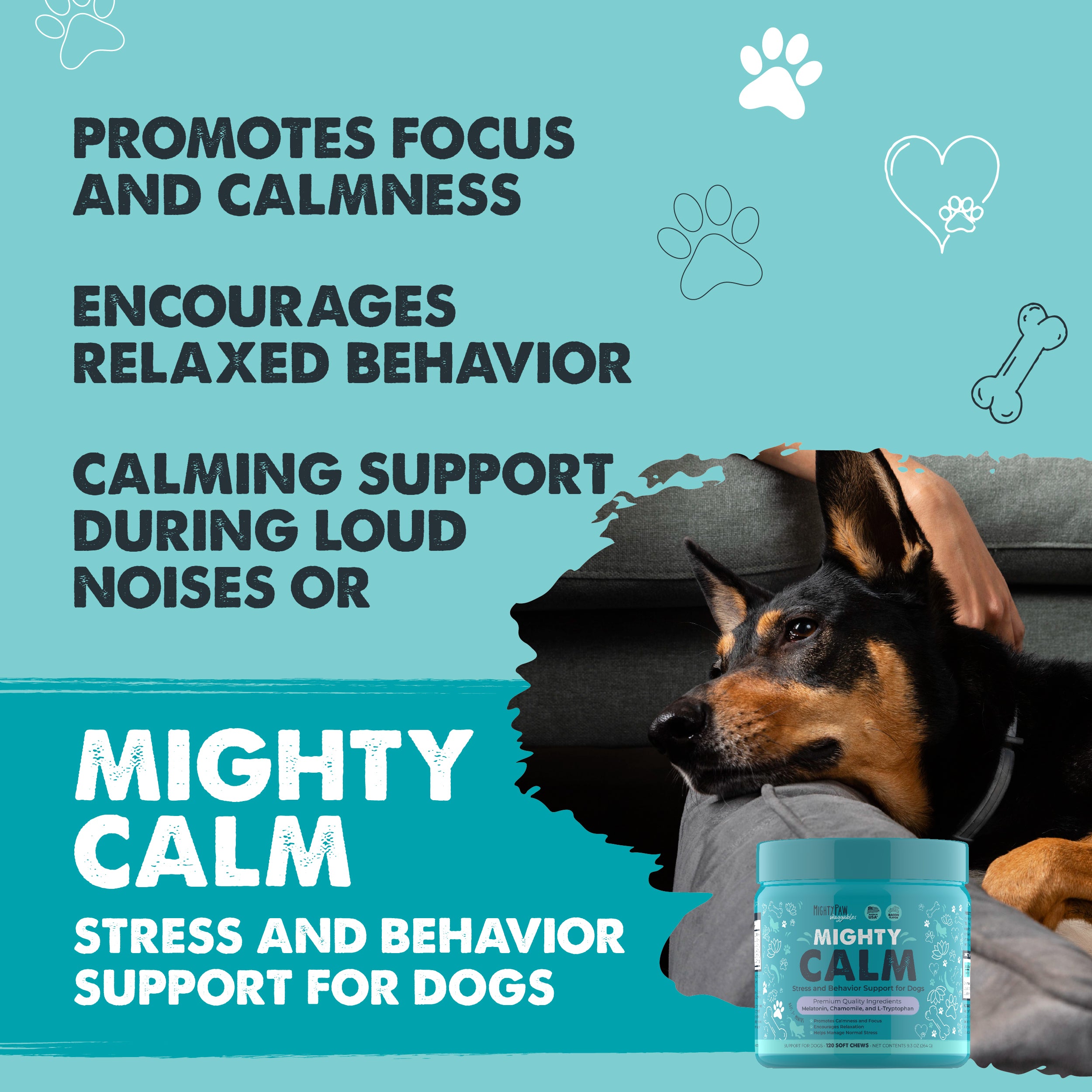 Mighty Calm Chews for Dogs: Soothing Stress Support in Every Bite