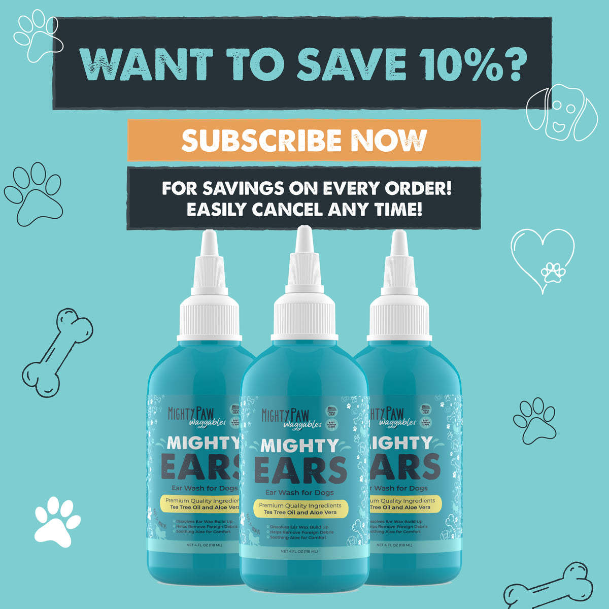 Mighty Ears Ear Wash for Dogs Gentle, Effective, and Soothing