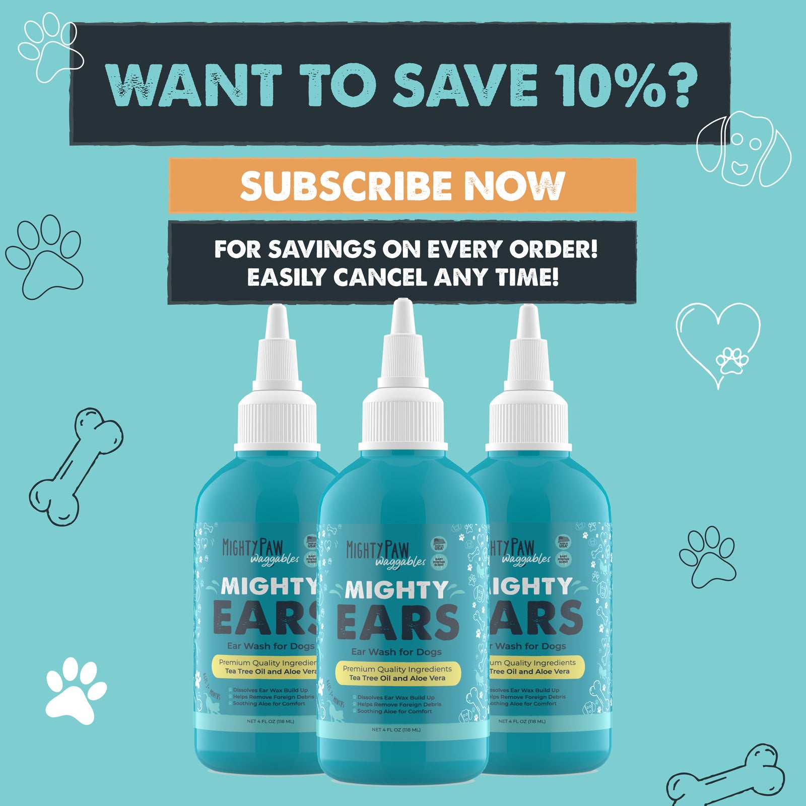 Mighty Ears Ear Wash for Dogs Gentle, Effective, and Soothing