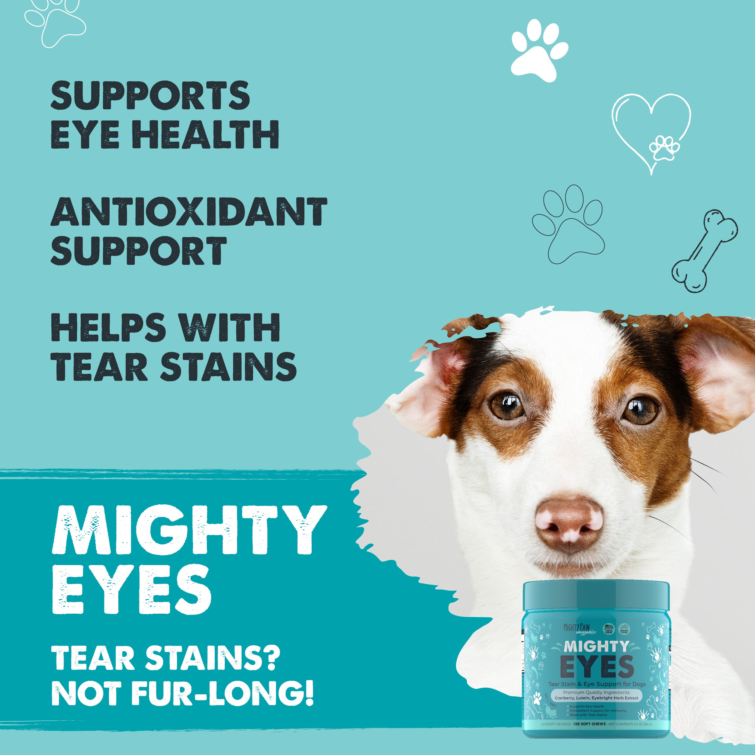 Mighty Eyes Chews for Dogs | Tear Stain and Eye Support