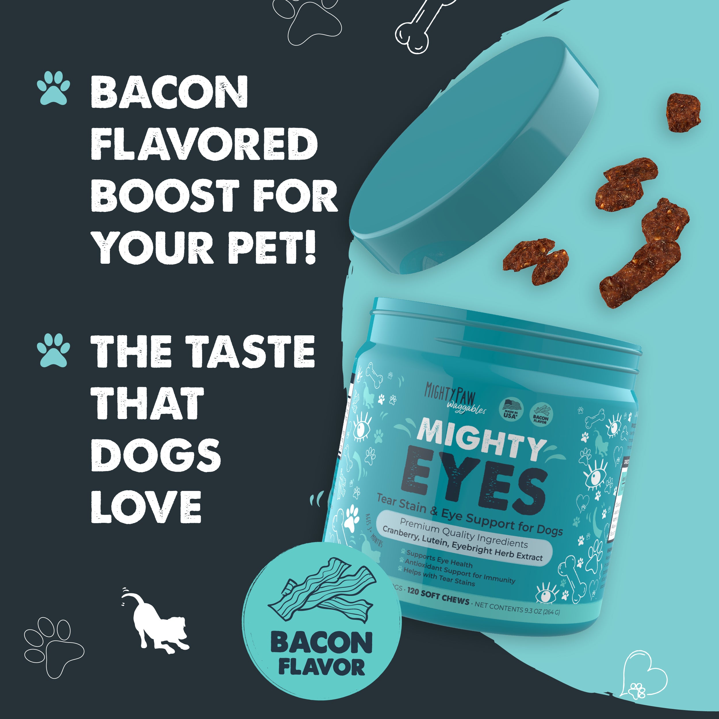 Mighty Eyes Chews for Dogs | Tear Stain and Eye Support