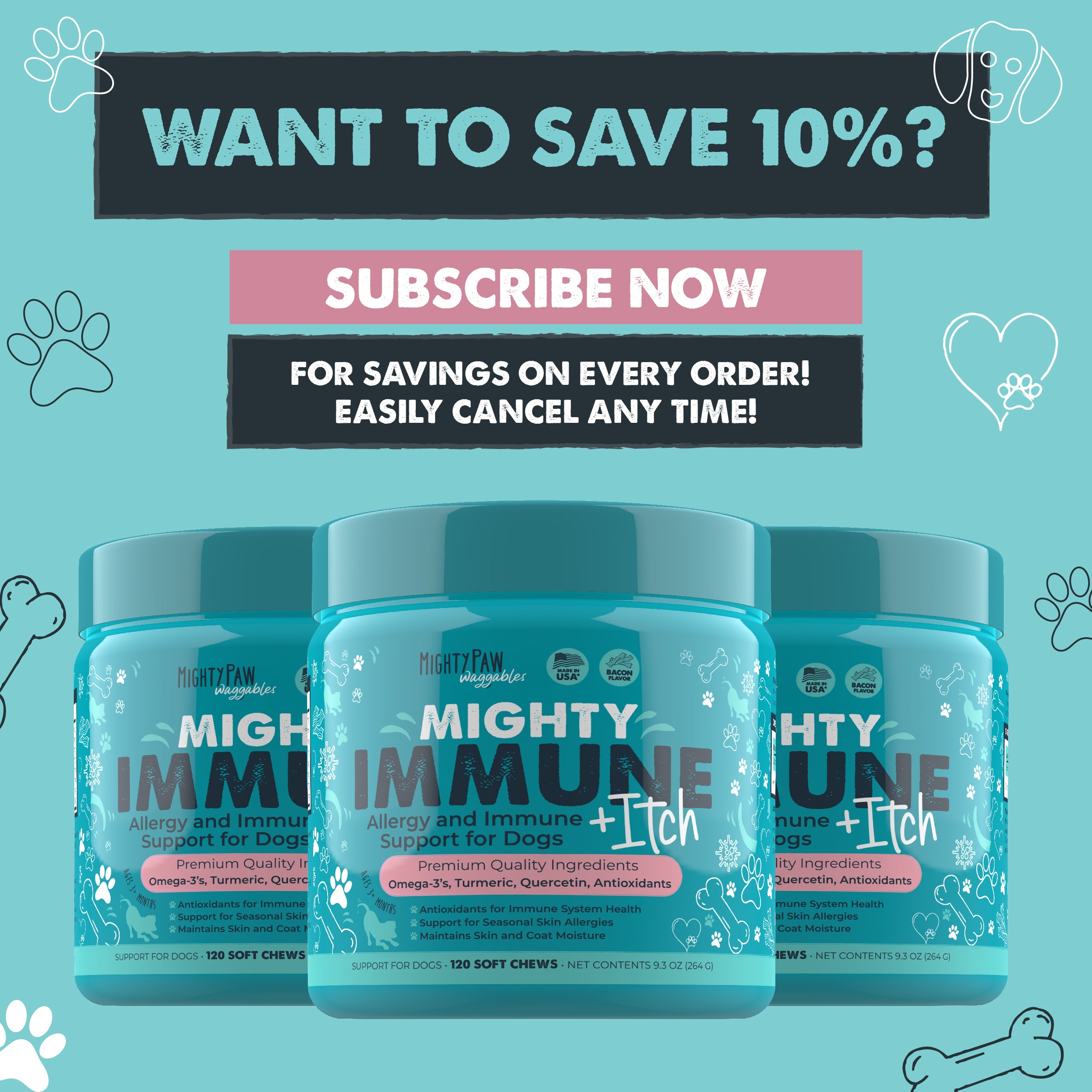 Mighty Immune + Itch Chews for Dogs | Allergy and Immune Support