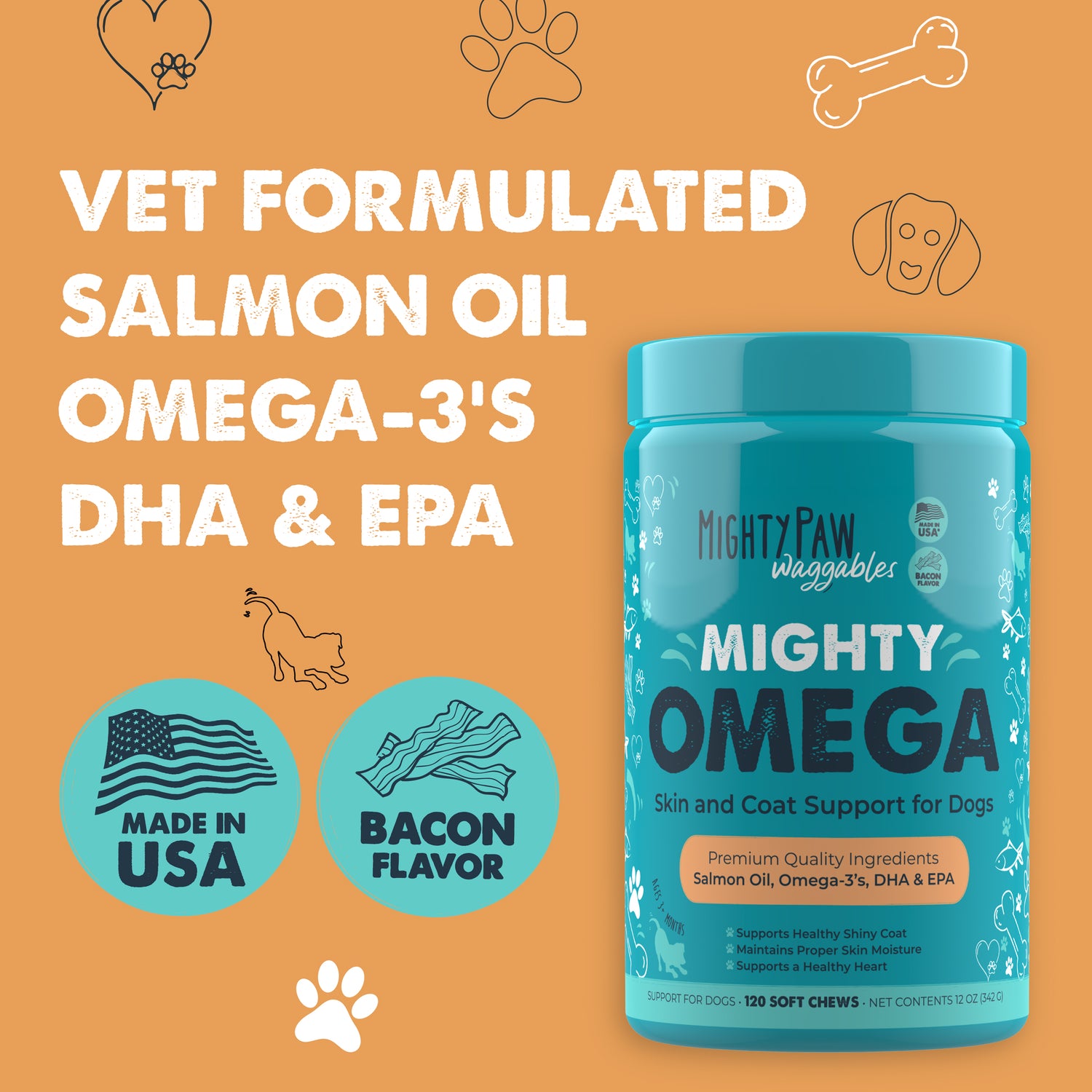Mighty Omega3 Salmon Oil Chews Supplements for Dogs Mighty Paw