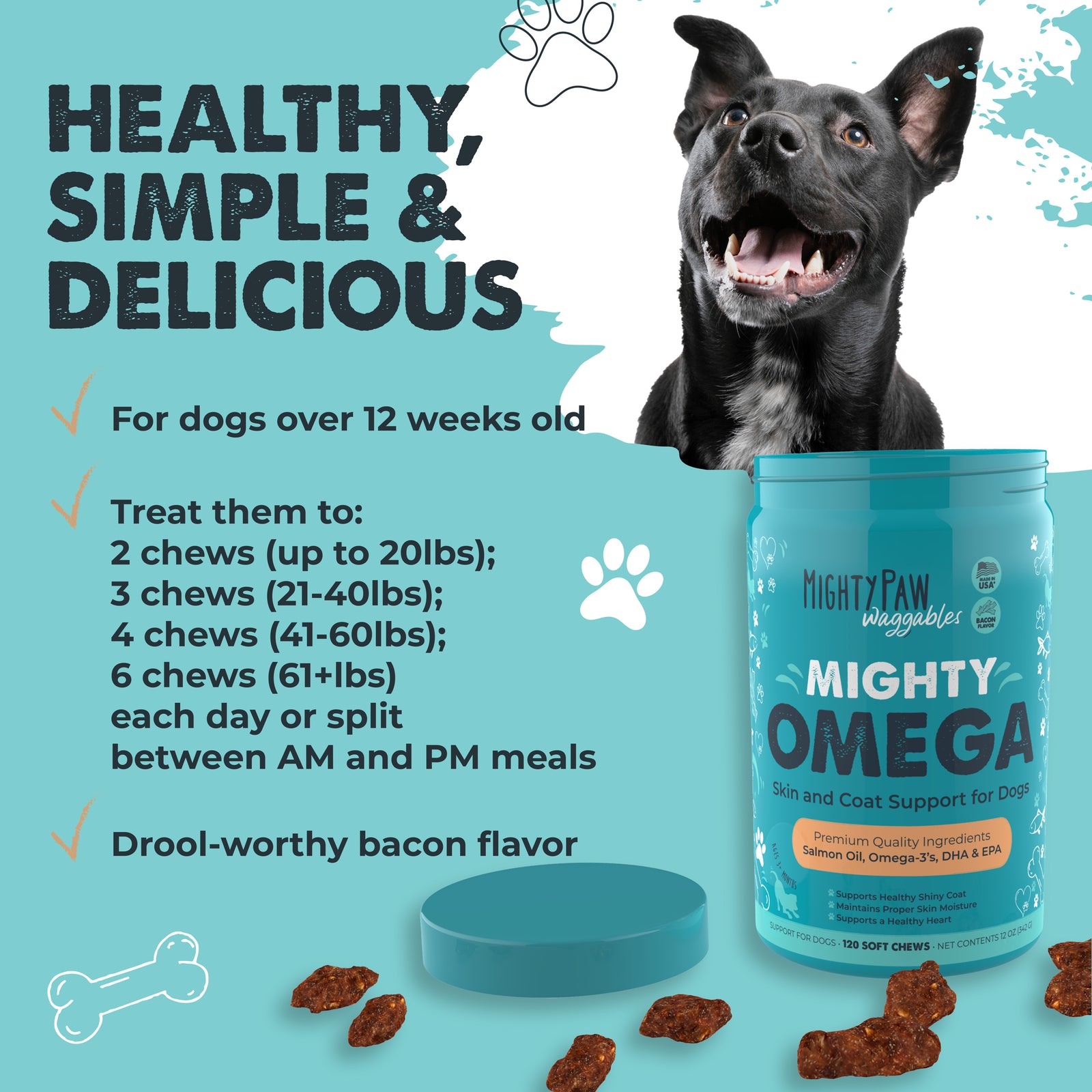 Mighty Omega3 Salmon Oil Chews Supplements for Dogs Mighty Paw