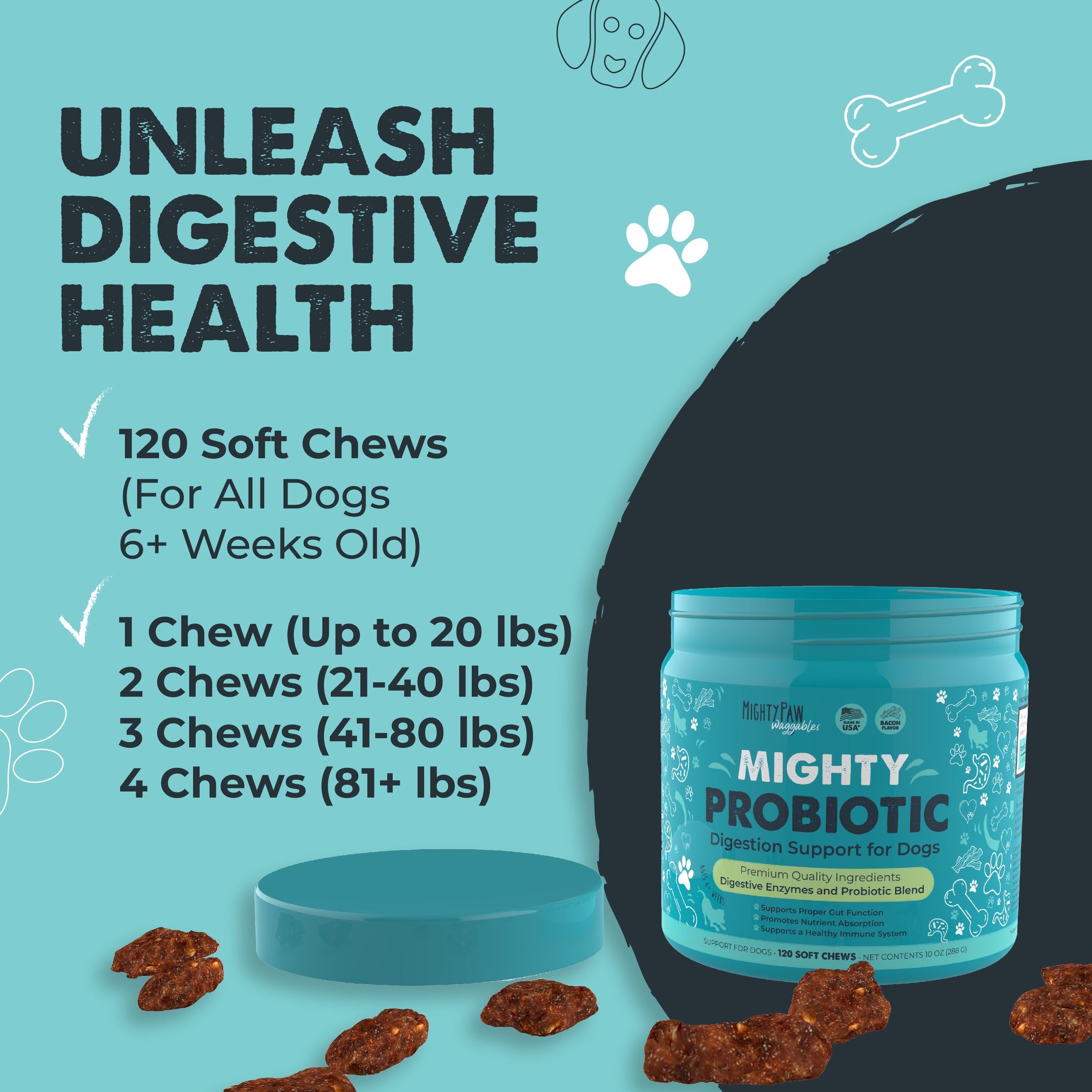 Mighty Probiotic Chews for Dogs | Digestion Support