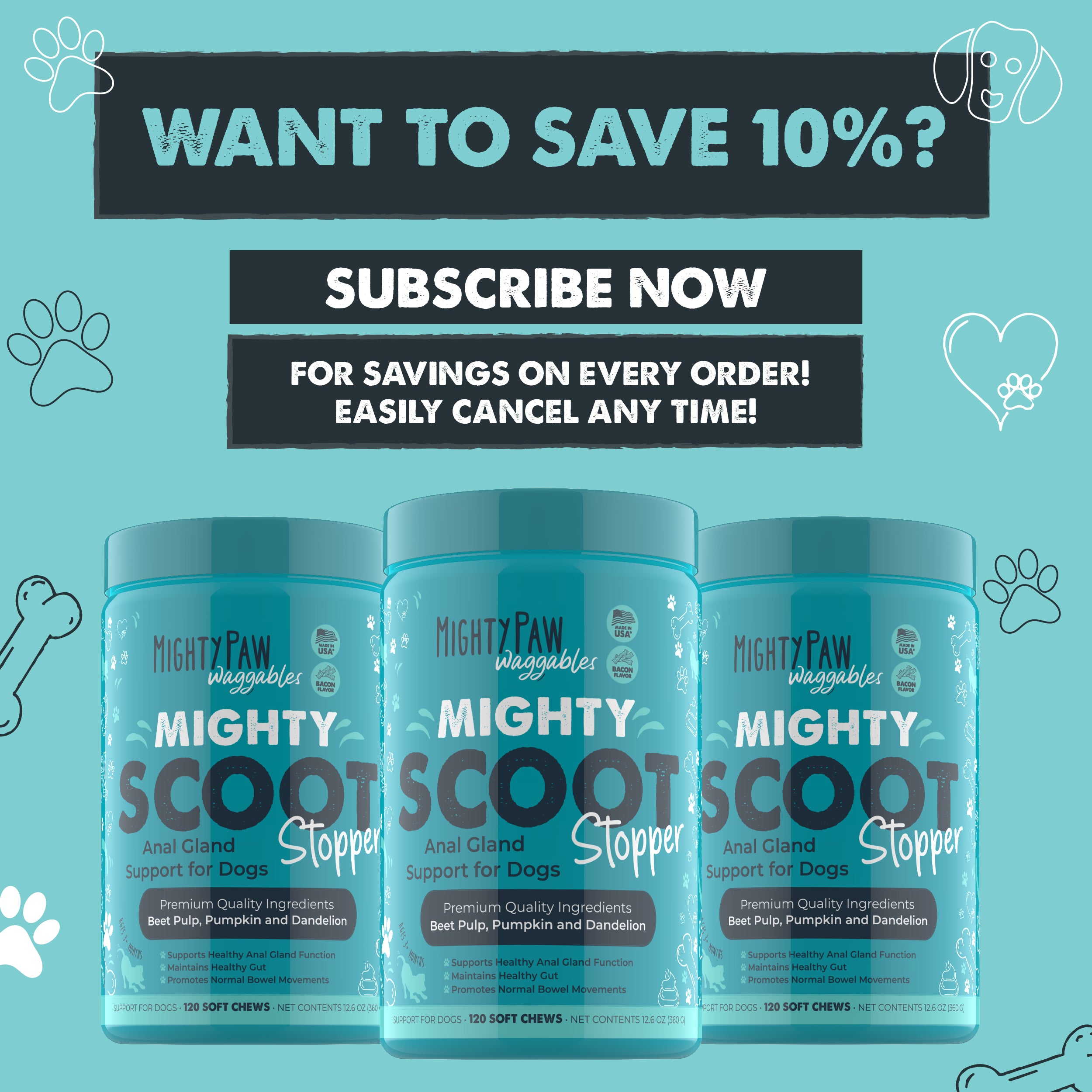 Mighty Scoot Stopper Chews for Dogs | Anal Gland Support