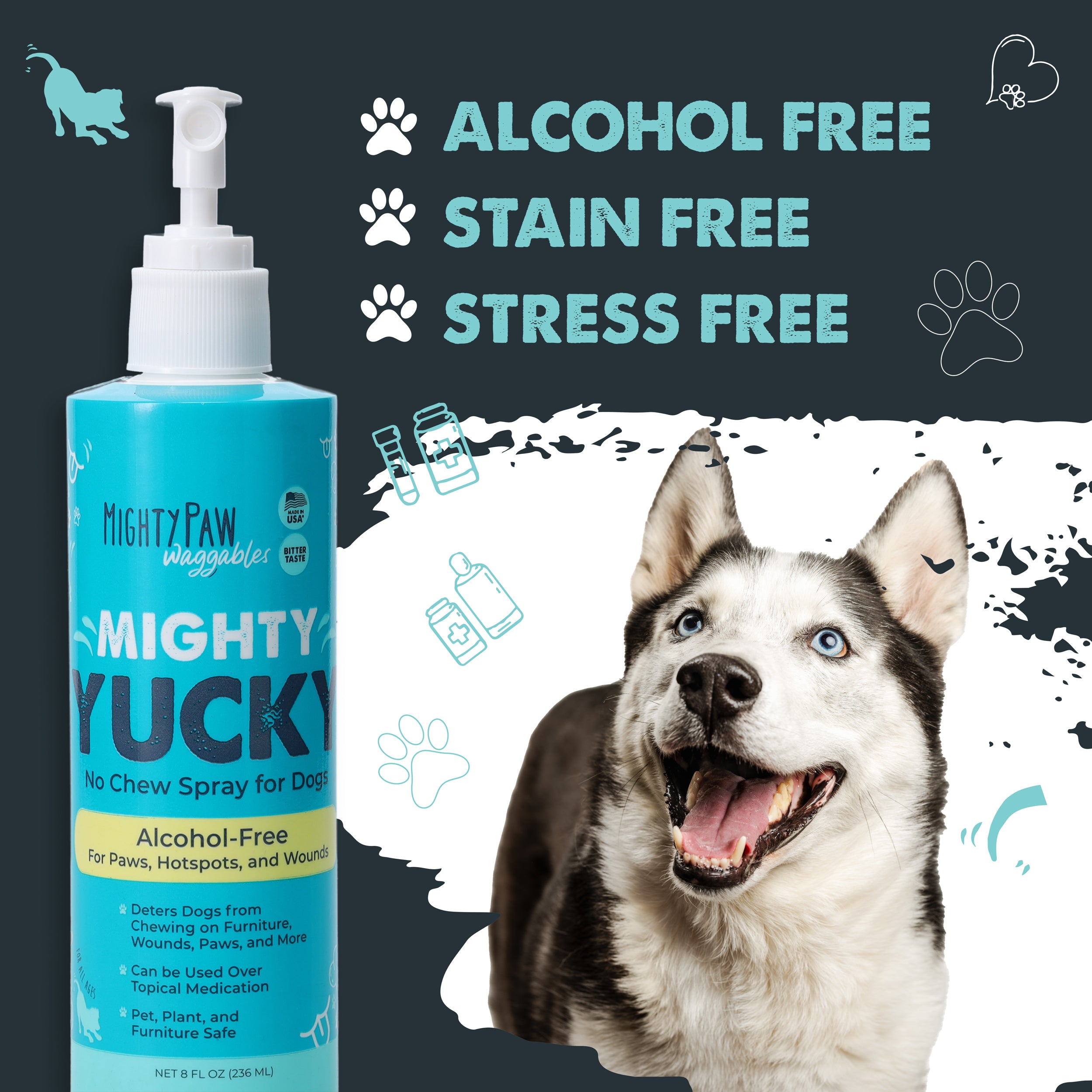 Mighty Yucky Bitter No Chew Pet Spray Stop Chewing and Heal Wounds