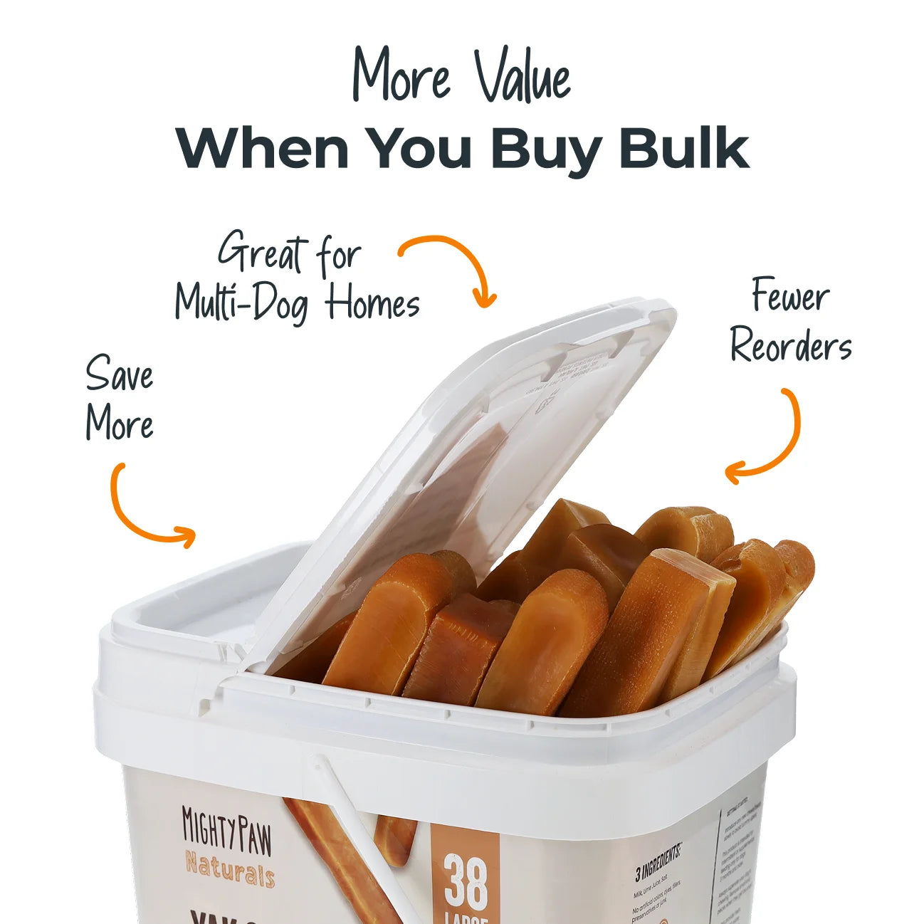 Bulk Bucket Large Yak Cheese Dog Chews