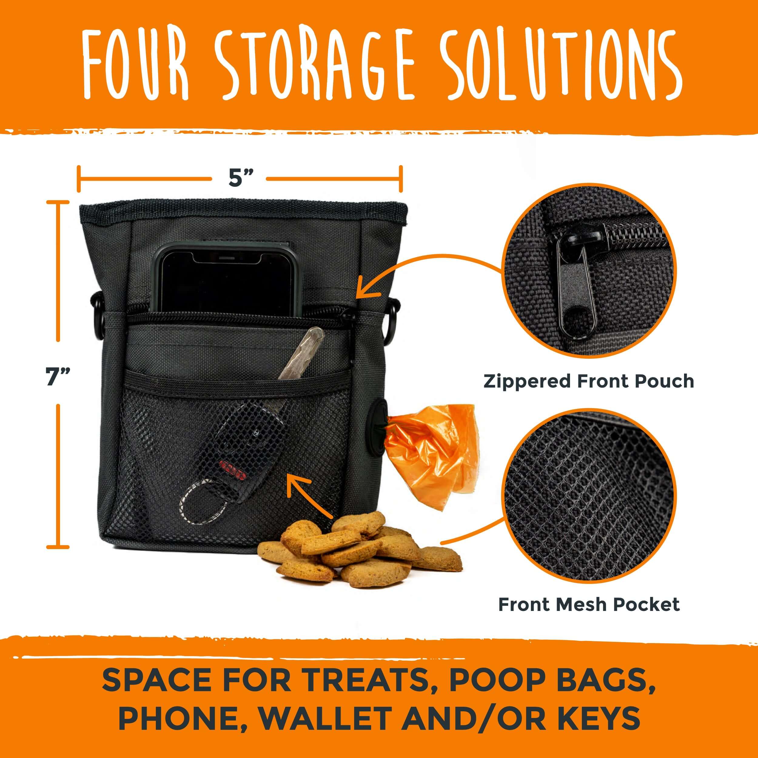 Hands Free Dog Treat Pouch 2.0 Multi Storage Compartments