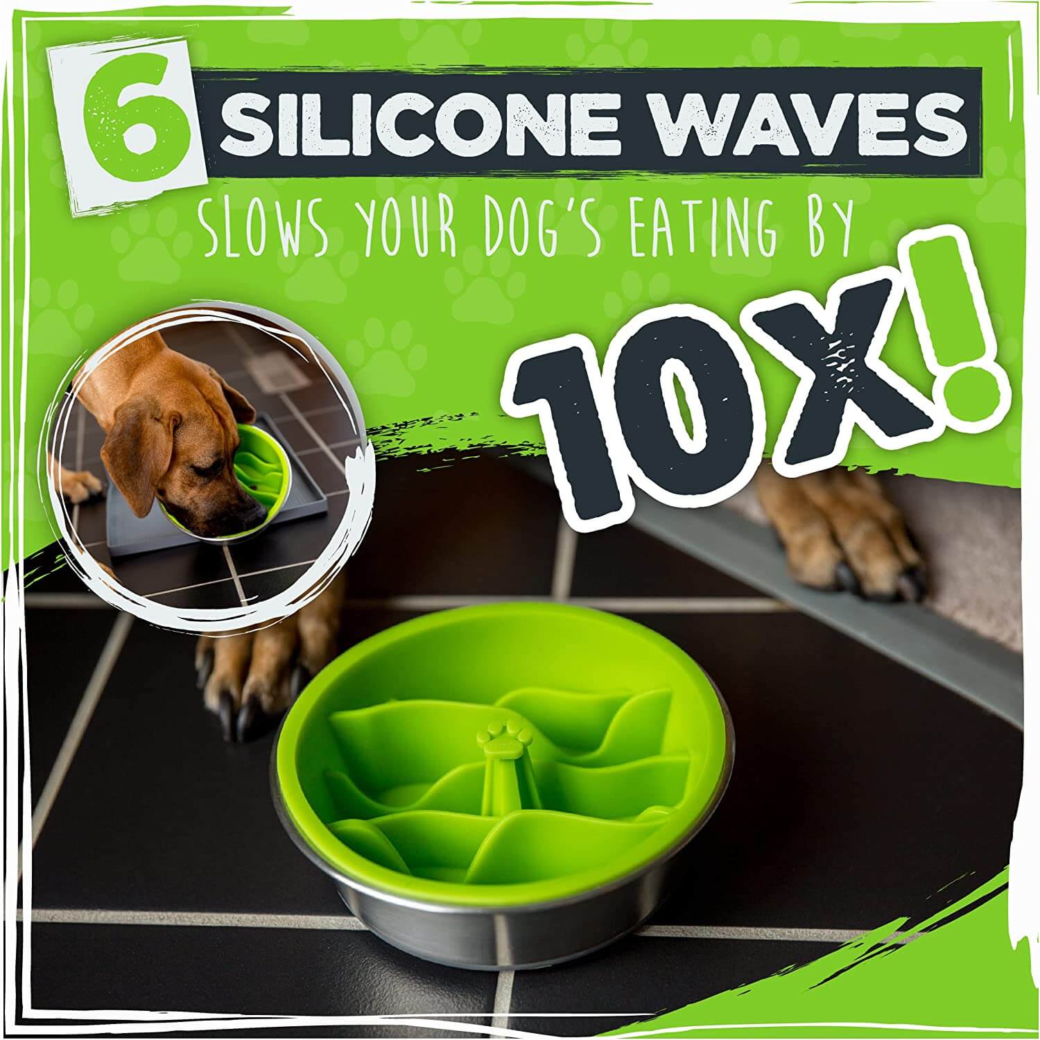 Green slow store feeder dog bowl