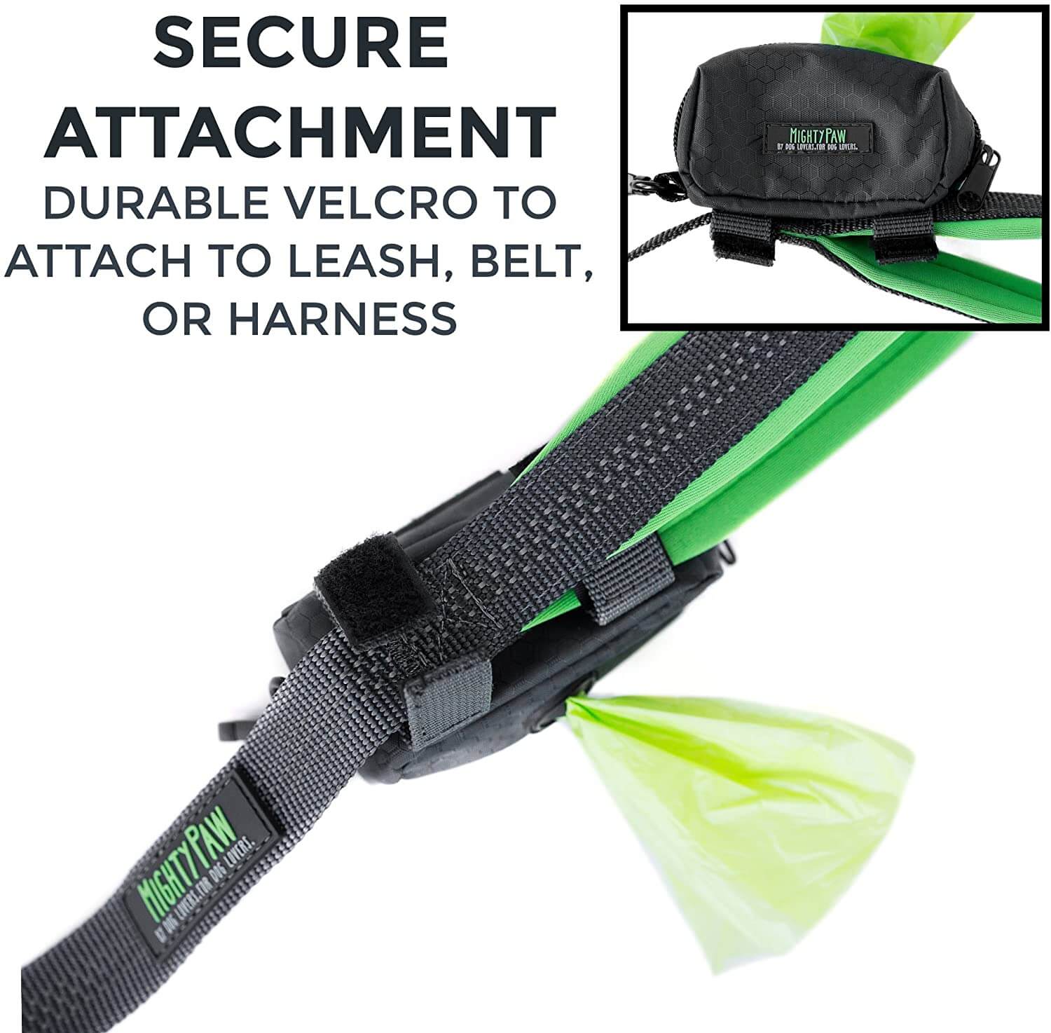 Dog poop bag holder leash clearance attachment