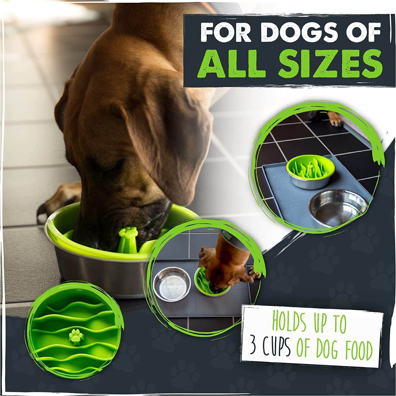 Green slow clearance feeder dog bowl