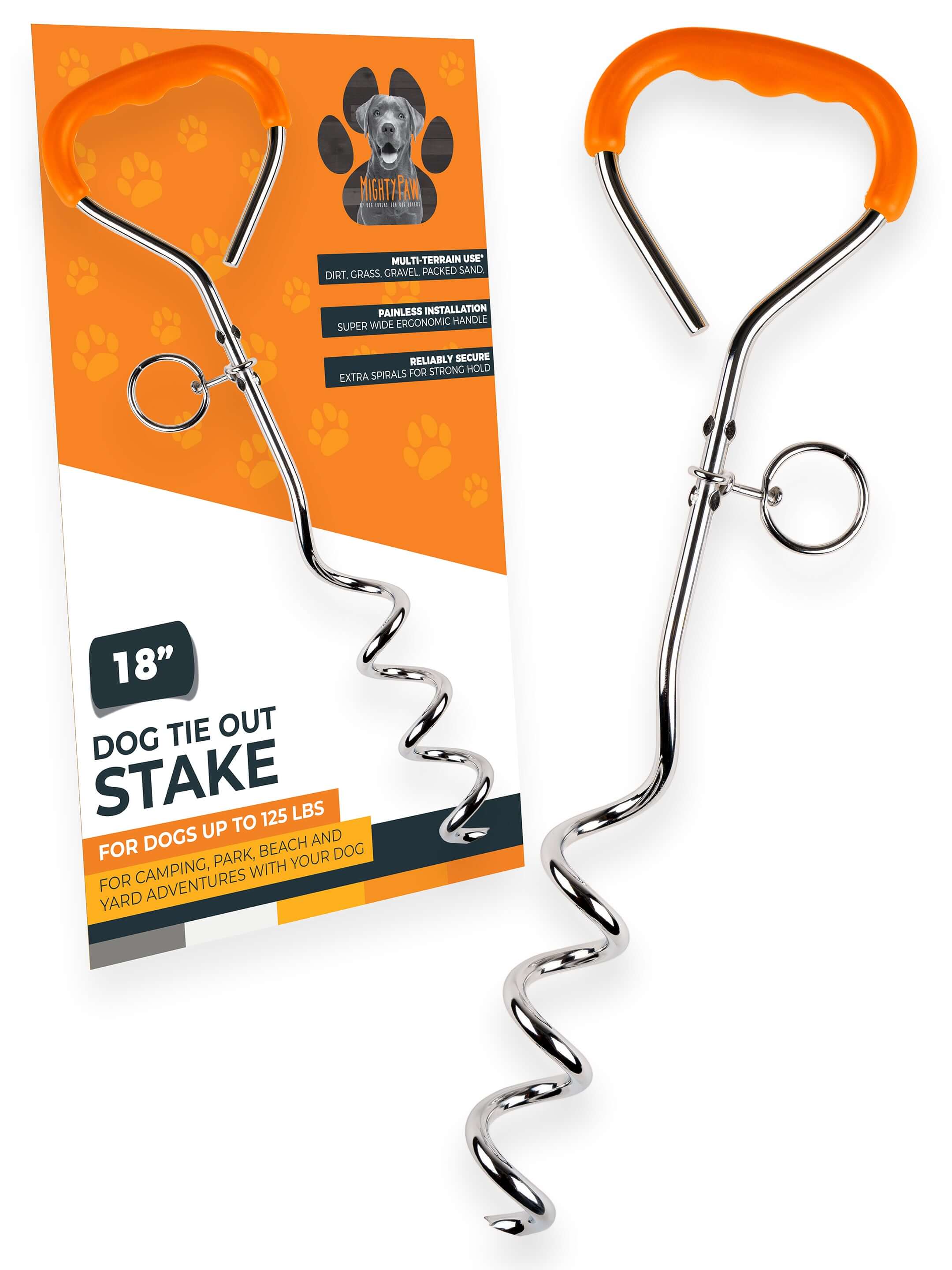 Mighty Paw Heavy-Duty Dog Tie Out Stake for Outdoor Safety