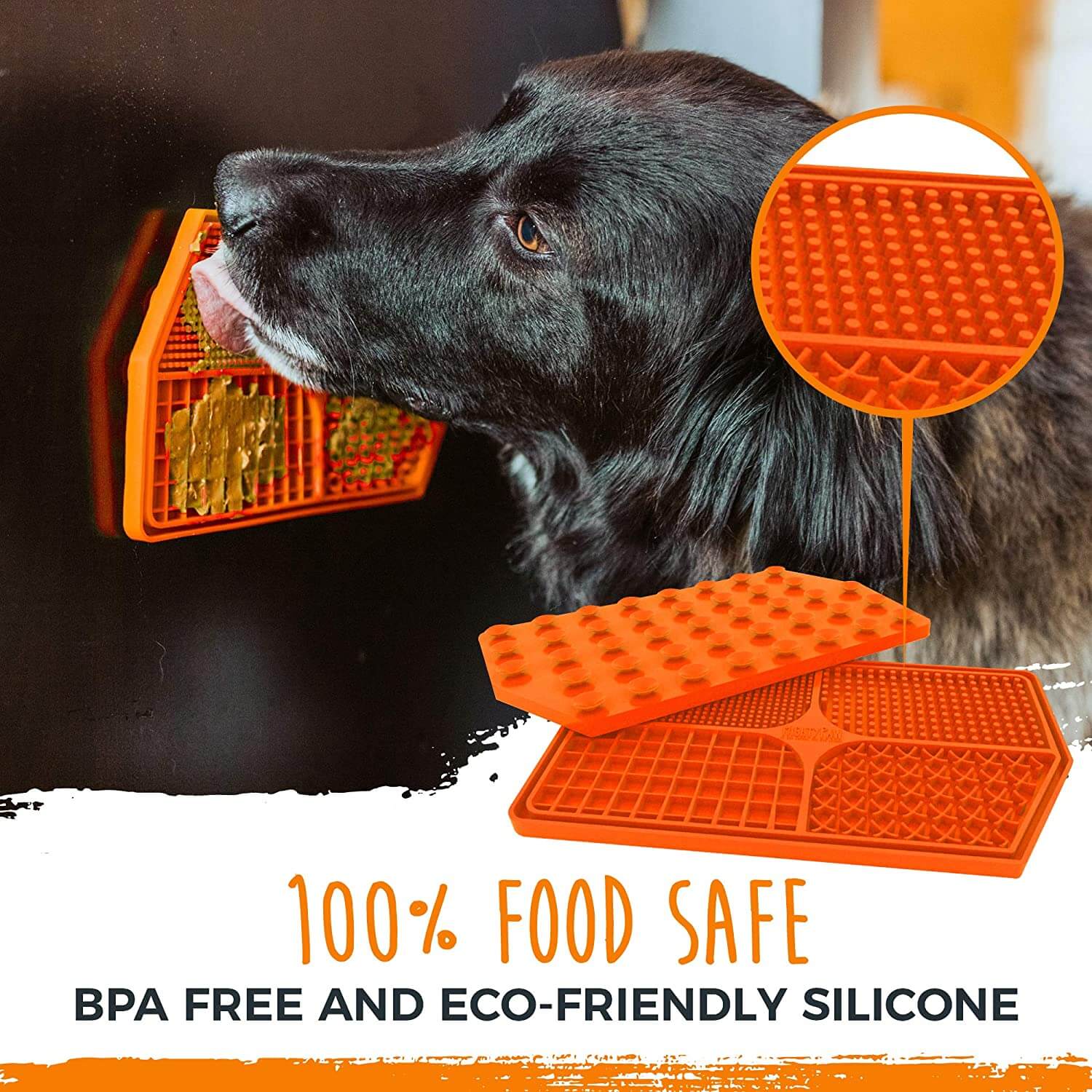 Mighty Paw Dog Lick Pad Food Grade Silicone Mat for Fun, Anxiety, and Boredom Relief. Strong Suction Cups for Easy Grooming and Slow Feeding Supports