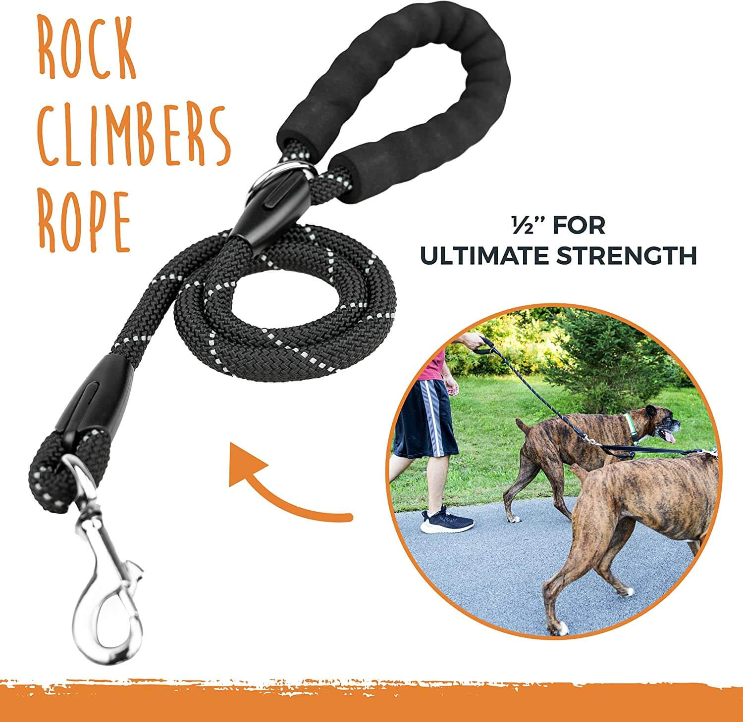 Dual Dog Leash with Rope Handle Adjustable and Reflective