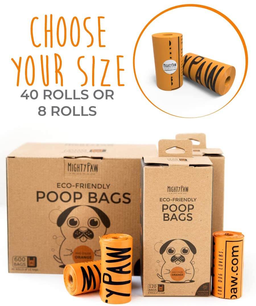 Earth Friendly Poop Bags by Mighty Paw with Lavender Scent (8 or 40 Rolls)