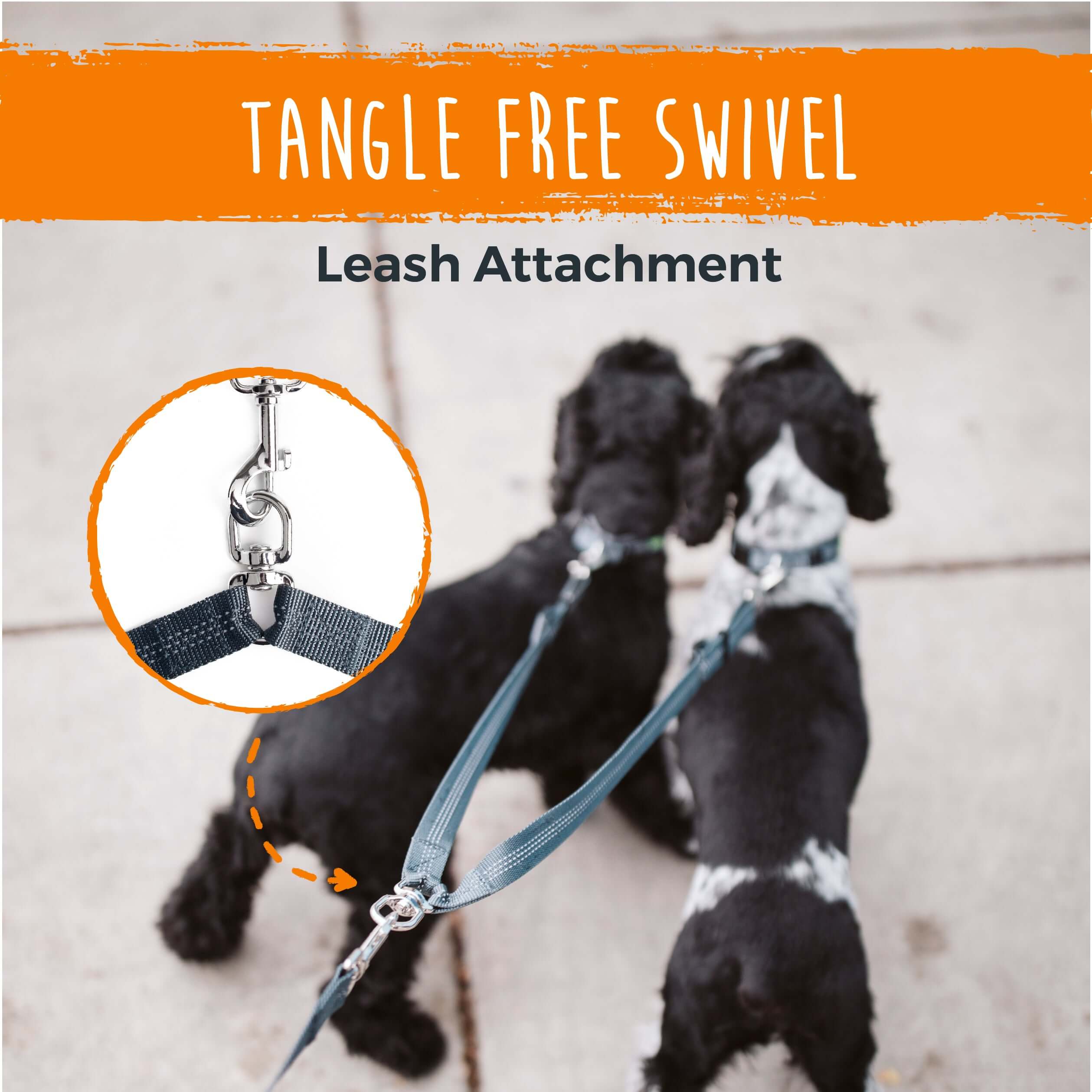 Mighty Paw Adjustable Length Double Dog Leash in Gray
