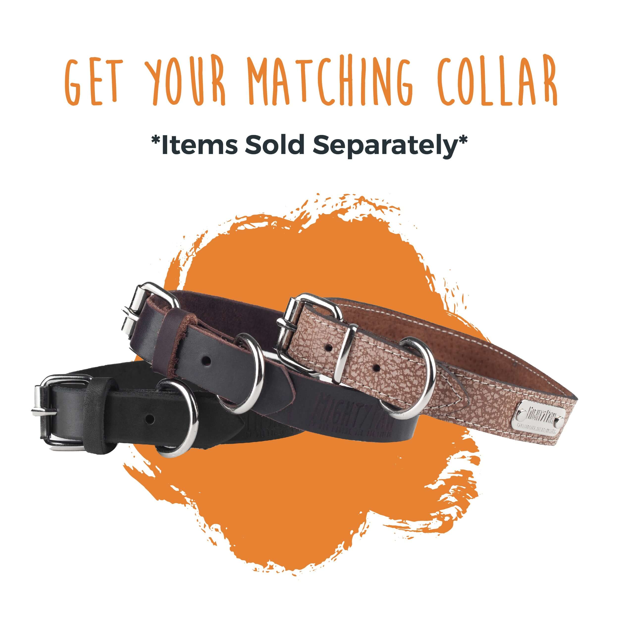 Mighty Paw Distressed Leather Dog Collar with Silver Hardware