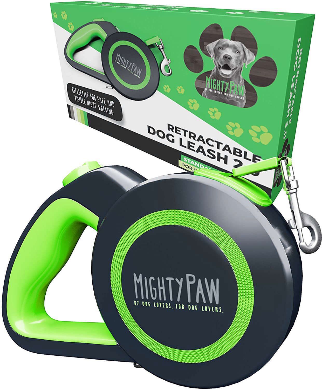 Retractable Dog Leash 2.0 - Mighty Paw One-Touch Quick-Lock Design