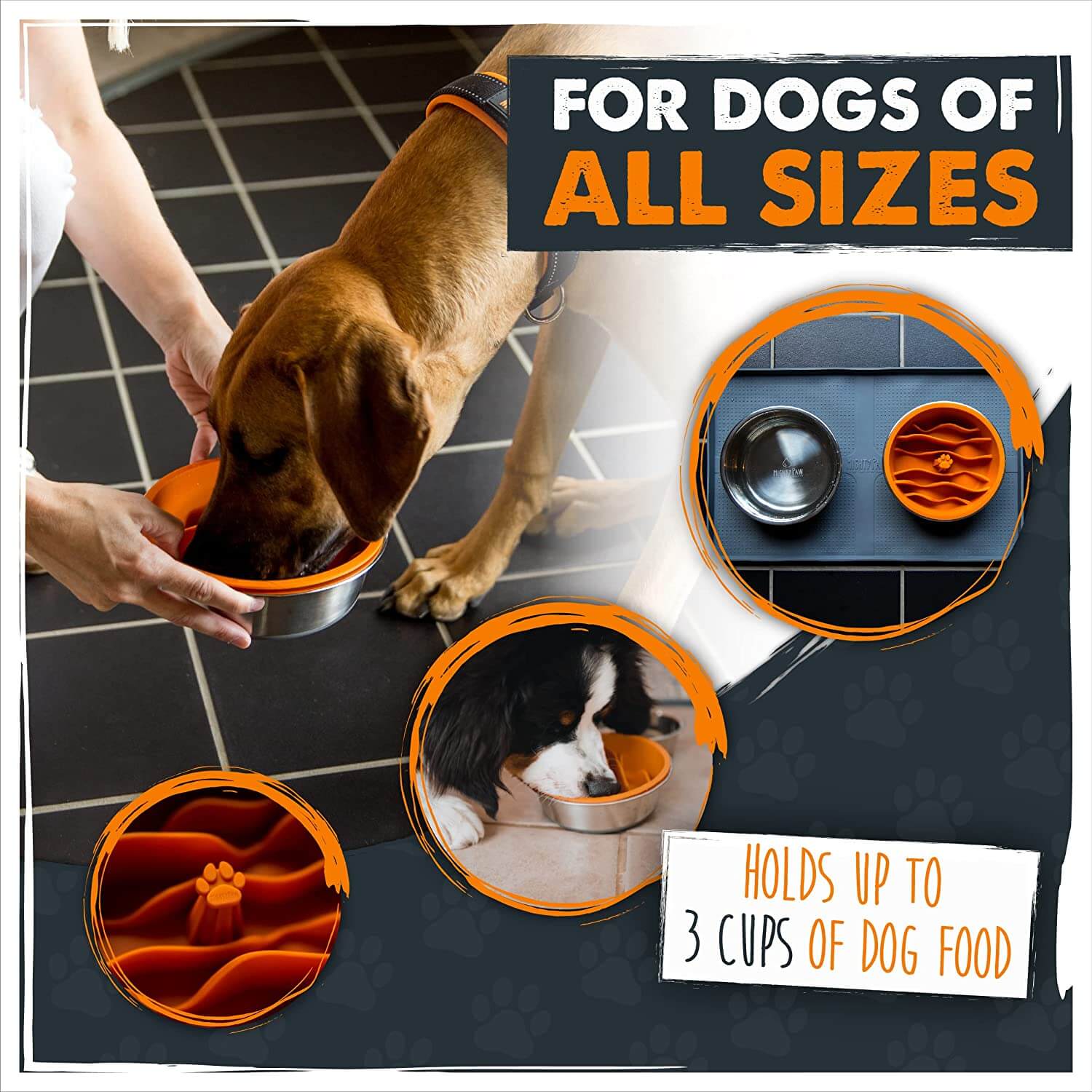 Slow Feed Dog Bowl - Holds 3 Cups, BPA-Free & Dishwasher Safe
