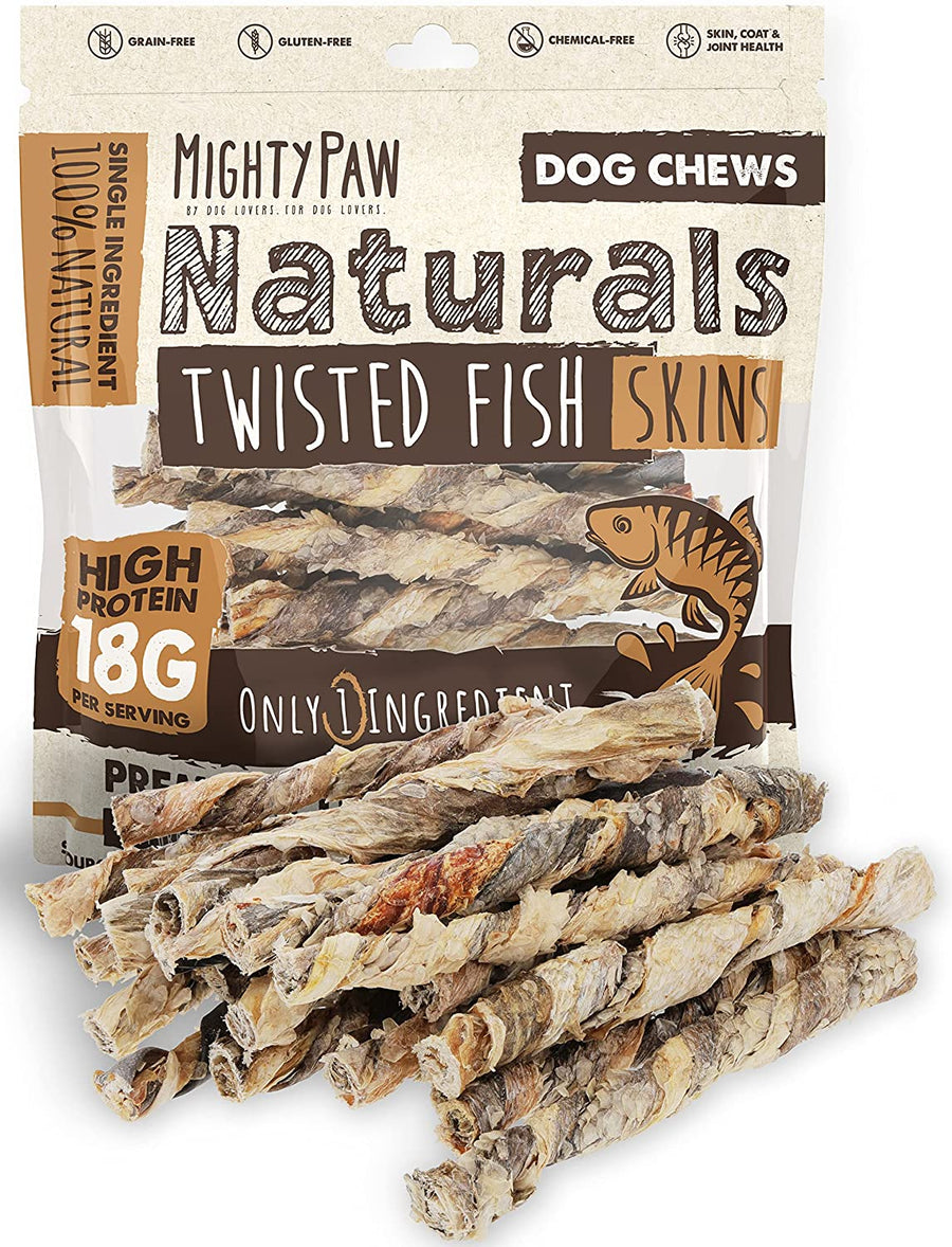 Mighty Paw Naturals Fish Skin Twists Natural Omega3 Dog Chews