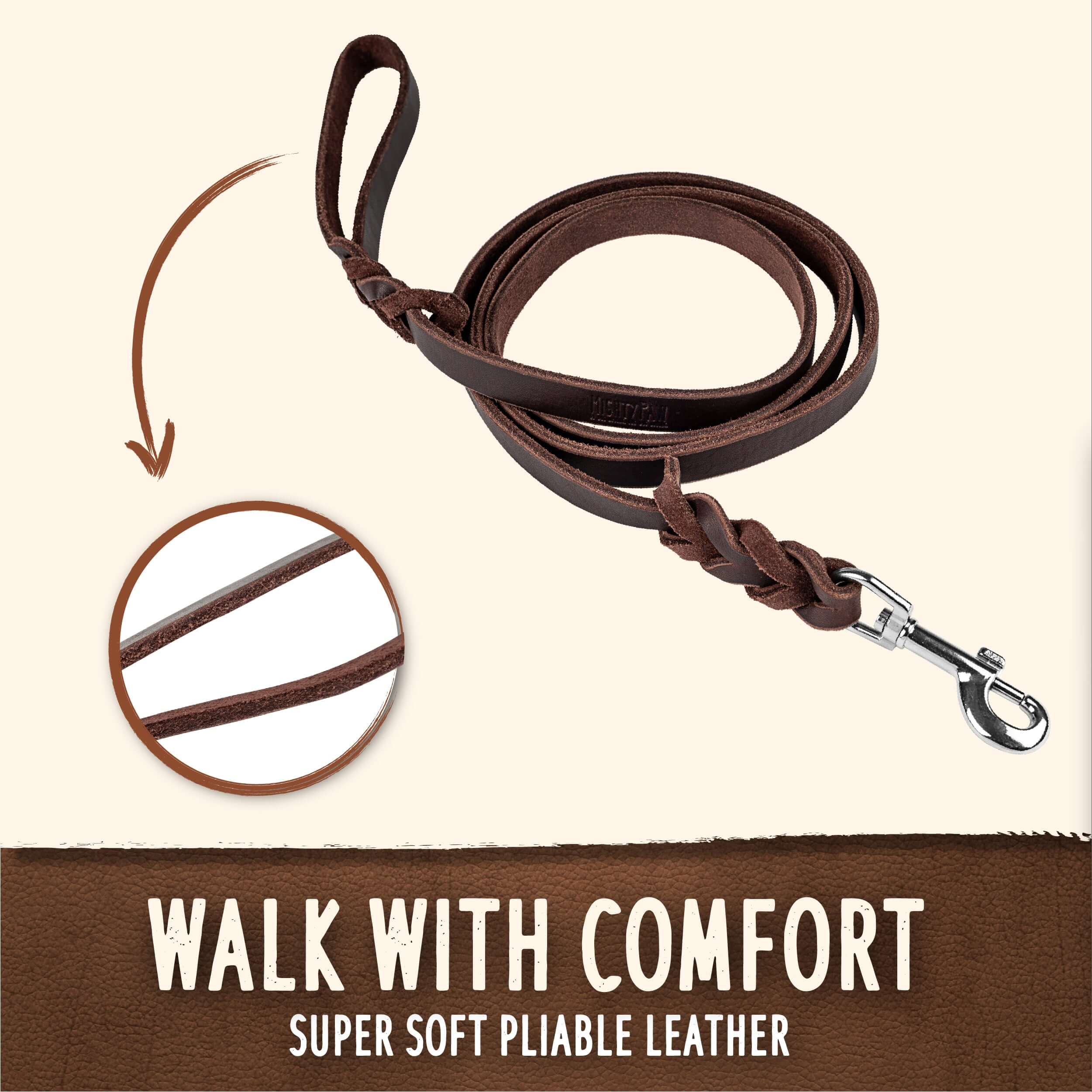 HST Leather Leash with Braided Ends with Handle – Maximum K9 Services