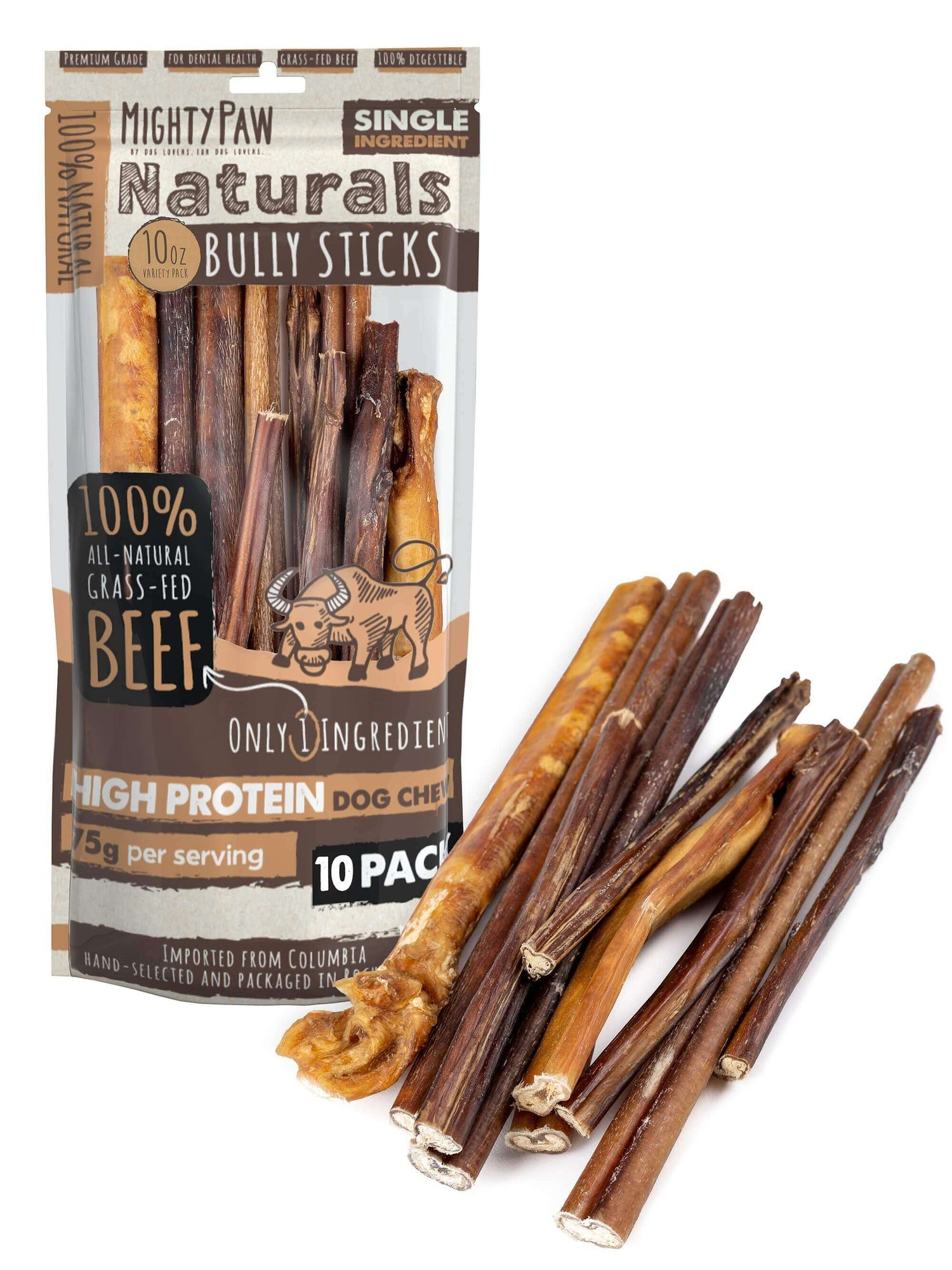 Mighty Paw Naturals Bully Sticks AllNatural Dog Chews for Healthy