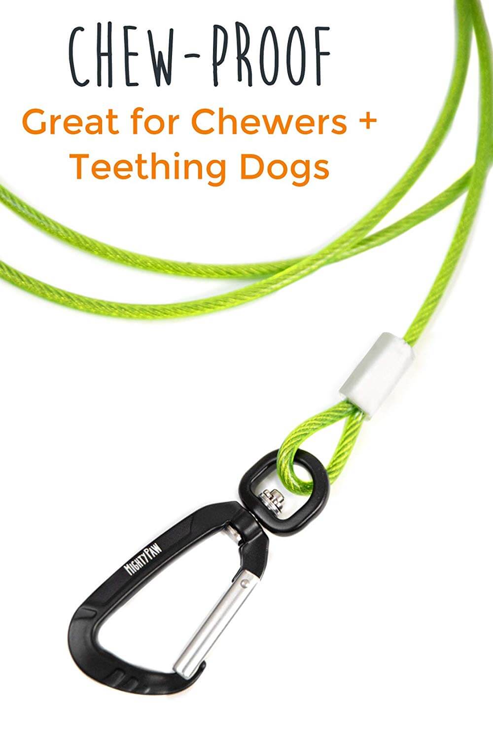 6' Chew Proof Cable Leash - Steel Braided Cable & Padded Handle